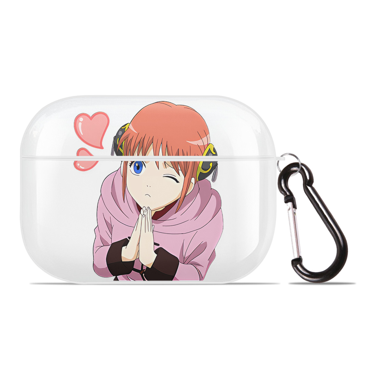（画像用） ぎんたま 坂田銀時（さかたぎんとき） 神楽 志村新八（しむら しんぱち） GINTAMA Sakata Gintoki Kagura Shimura Shinpachi 【AirPods Pro用】ハードシェル保護ケース 耐衝撃・防指紋・カラビナ付き商品仕様