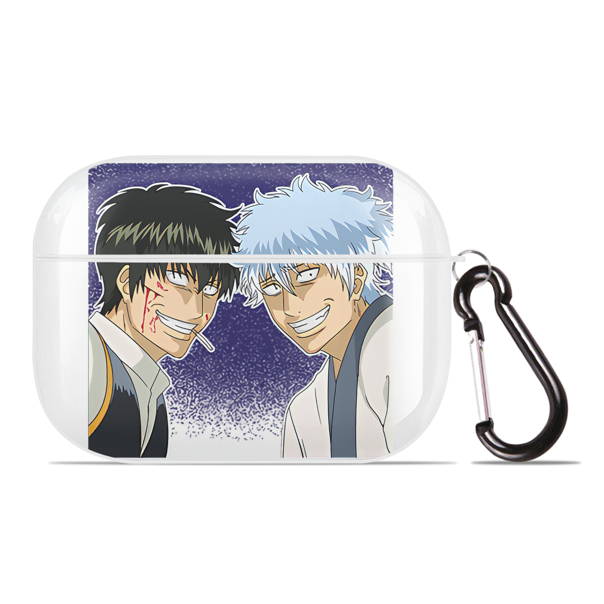 （画像用） ぎんたま 坂田銀時（さかたぎんとき） 神楽 志村新八（しむら しんぱち） GINTAMA Sakata Gintoki Kagura Shimura Shinpachi 【AirPods Pro用】ハードシェル保護ケース 耐衝撃・防指紋・カラビナ付き商品仕様