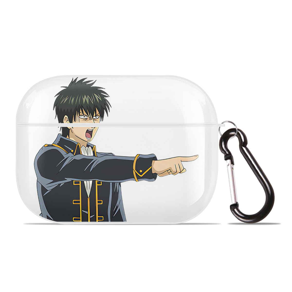 （画像用） ぎんたま 坂田銀時（さかたぎんとき） 神楽 志村新八（しむら しんぱち） GINTAMA Sakata Gintoki Kagura Shimura Shinpachi 【AirPods Pro用】ハードシェル保護ケース 耐衝撃・防指紋・カラビナ付き商品仕様