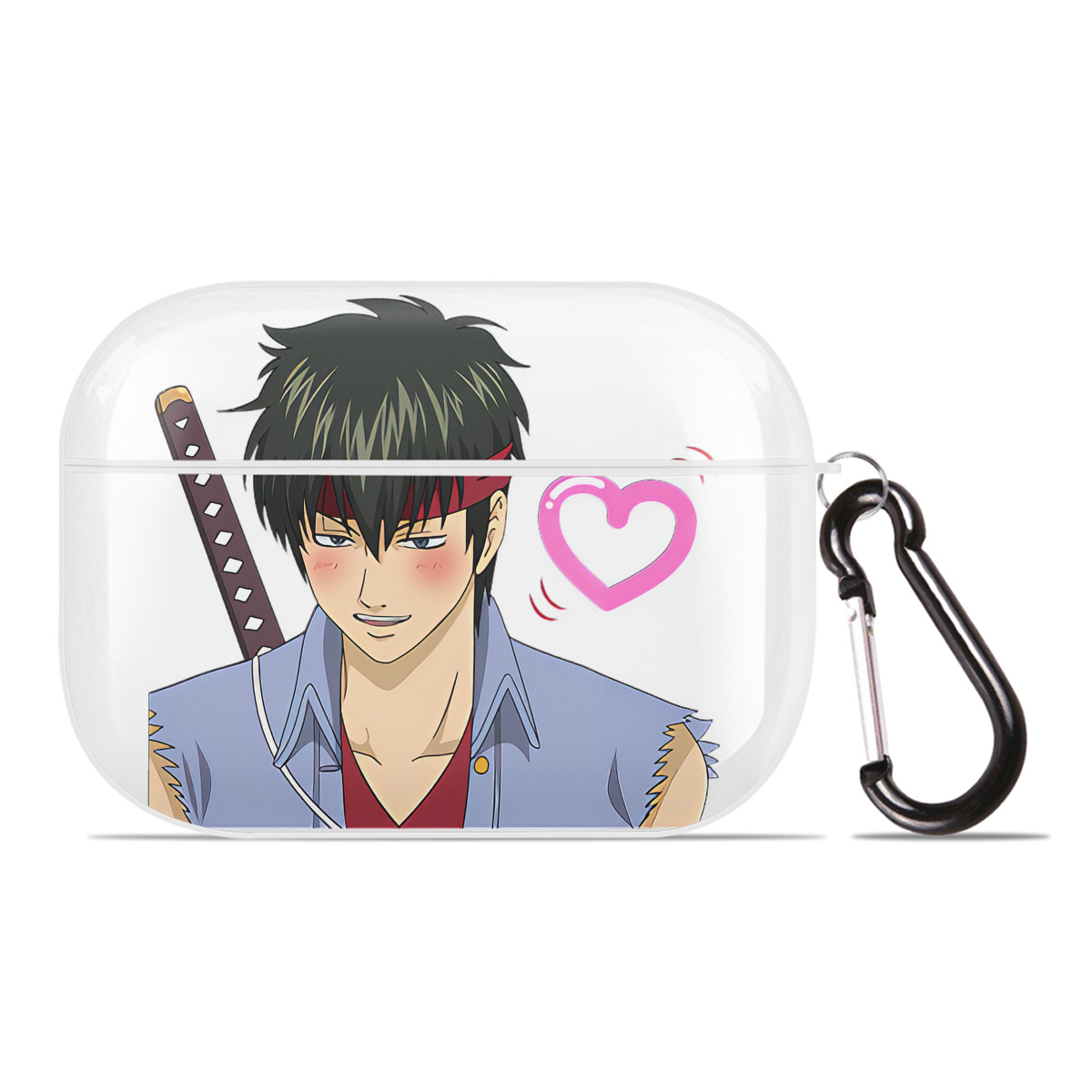 （画像用） ぎんたま 坂田銀時（さかたぎんとき） 神楽 志村新八（しむら しんぱち） GINTAMA Sakata Gintoki Kagura Shimura Shinpachi 【AirPods Pro用】ハードシェル保護ケース 耐衝撃・防指紋・カラビナ付き商品仕様