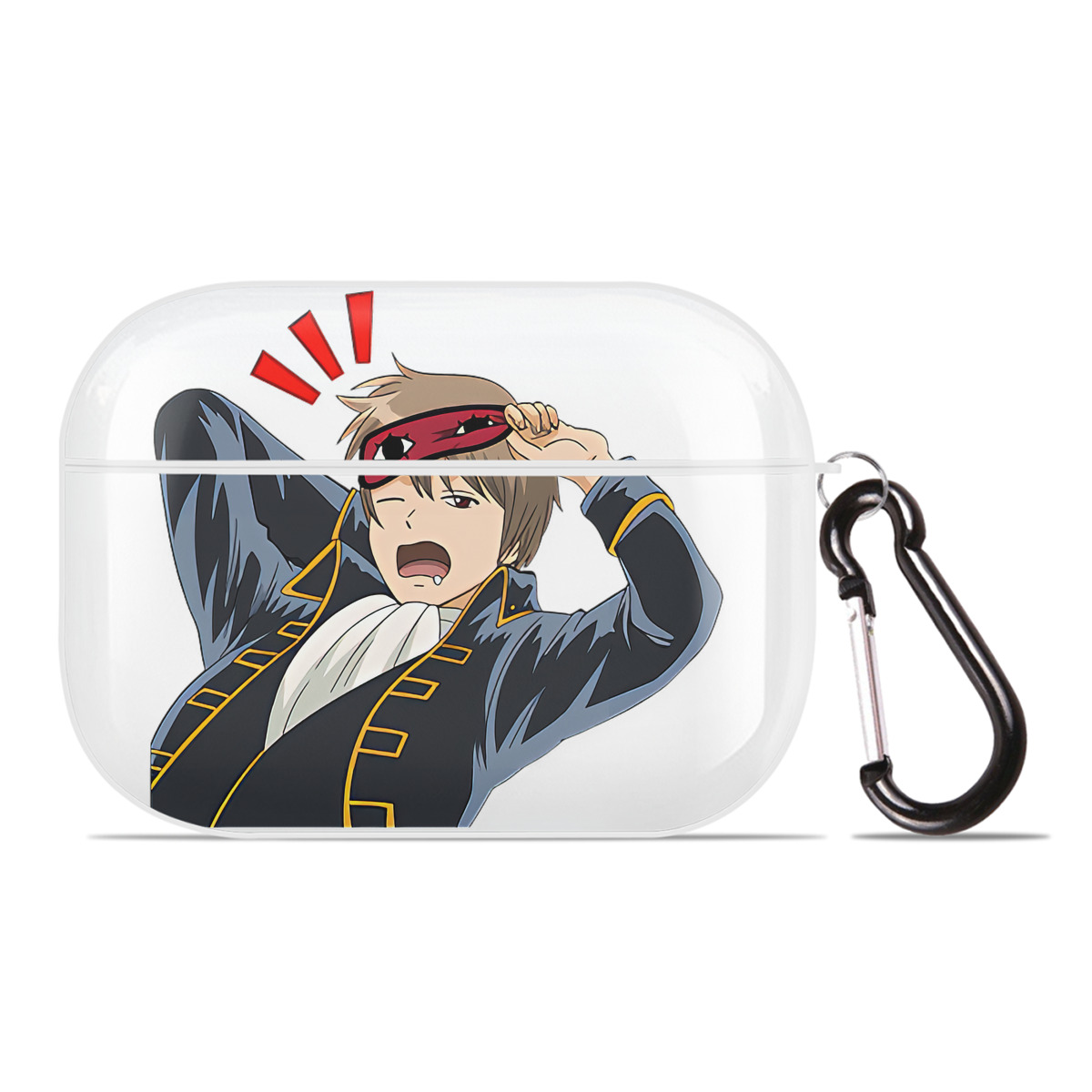 （画像用） ぎんたま 坂田銀時（さかたぎんとき） 神楽 志村新八（しむら しんぱち） GINTAMA Sakata Gintoki Kagura Shimura Shinpachi 【AirPods Pro用】ハードシェル保護ケース 耐衝撃・防指紋・カラビナ付き商品仕様