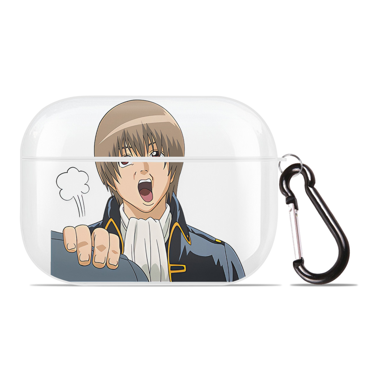 （画像用） ぎんたま 坂田銀時（さかたぎんとき） 神楽 志村新八（しむら しんぱち） GINTAMA Sakata Gintoki Kagura Shimura Shinpachi 【AirPods Pro用】ハードシェル保護ケース 耐衝撃・防指紋・カラビナ付き商品仕様