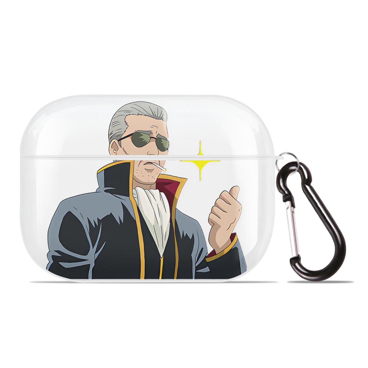 （画像用） ぎんたま 坂田銀時（さかたぎんとき） 神楽 志村新八（しむら しんぱち） GINTAMA Sakata Gintoki Kagura Shimura Shinpachi 【AirPods Pro用】ハードシェル保護ケース 耐衝撃・防指紋・カラビナ付き商品仕様