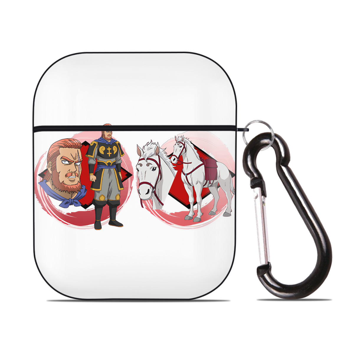 （画像用） ぎんたま 坂田銀時（さかたぎんとき） 神楽 志村新八（しむら しんぱち） GINTAMA Sakata Gintoki Kagura Shimura Shinpachi AirPods 第2世代保護ケース ハードシェル ブラック 耐衝撃・防指紋・カラビナ付き