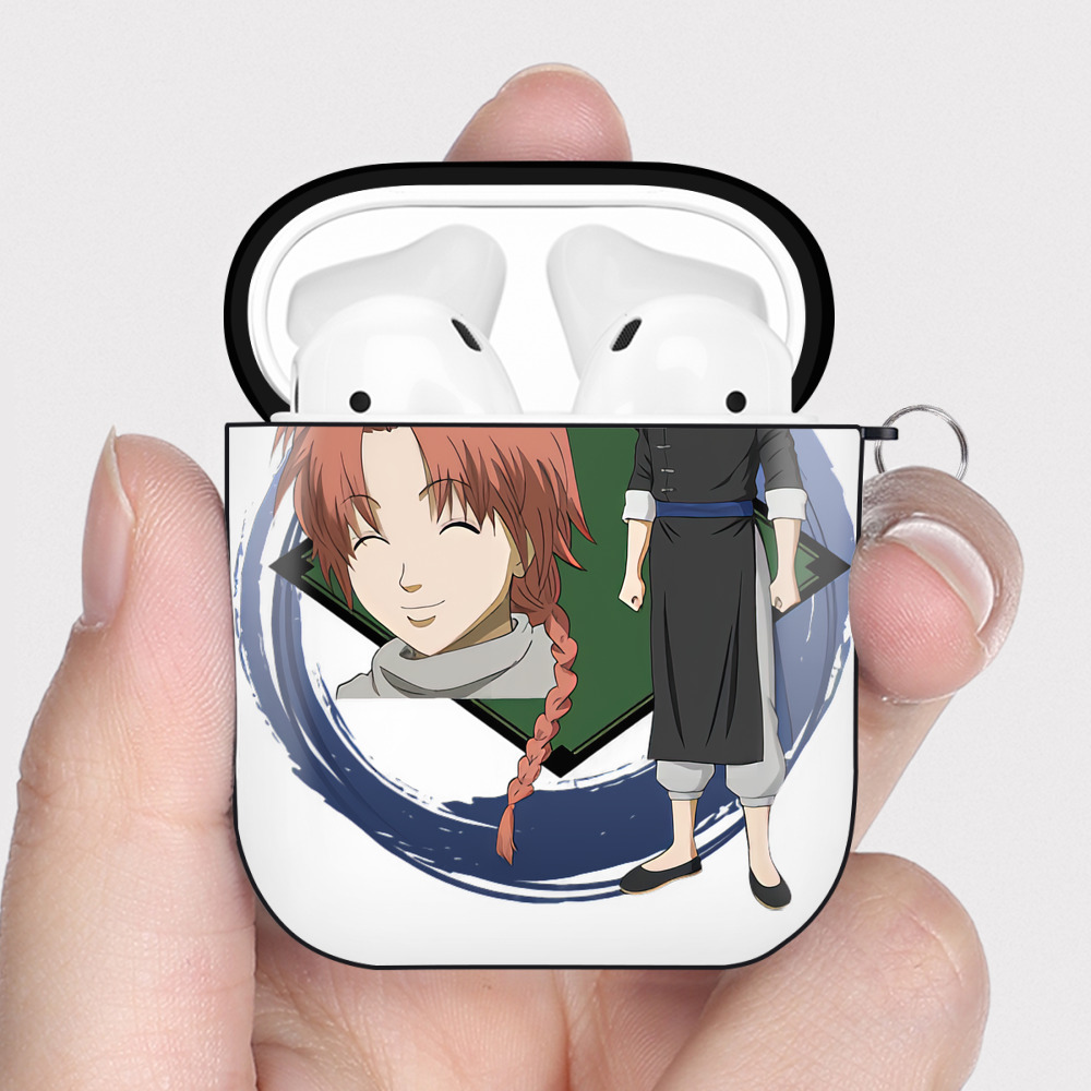 （画像用） ぎんたま 坂田銀時（さかたぎんとき） 神楽 志村新八（しむら しんぱち） GINTAMA Sakata Gintoki Kagura Shimura Shinpachi AirPods 第2世代保護ケース ハードシェル ブラック 耐衝撃・防指紋・カラビナ付き