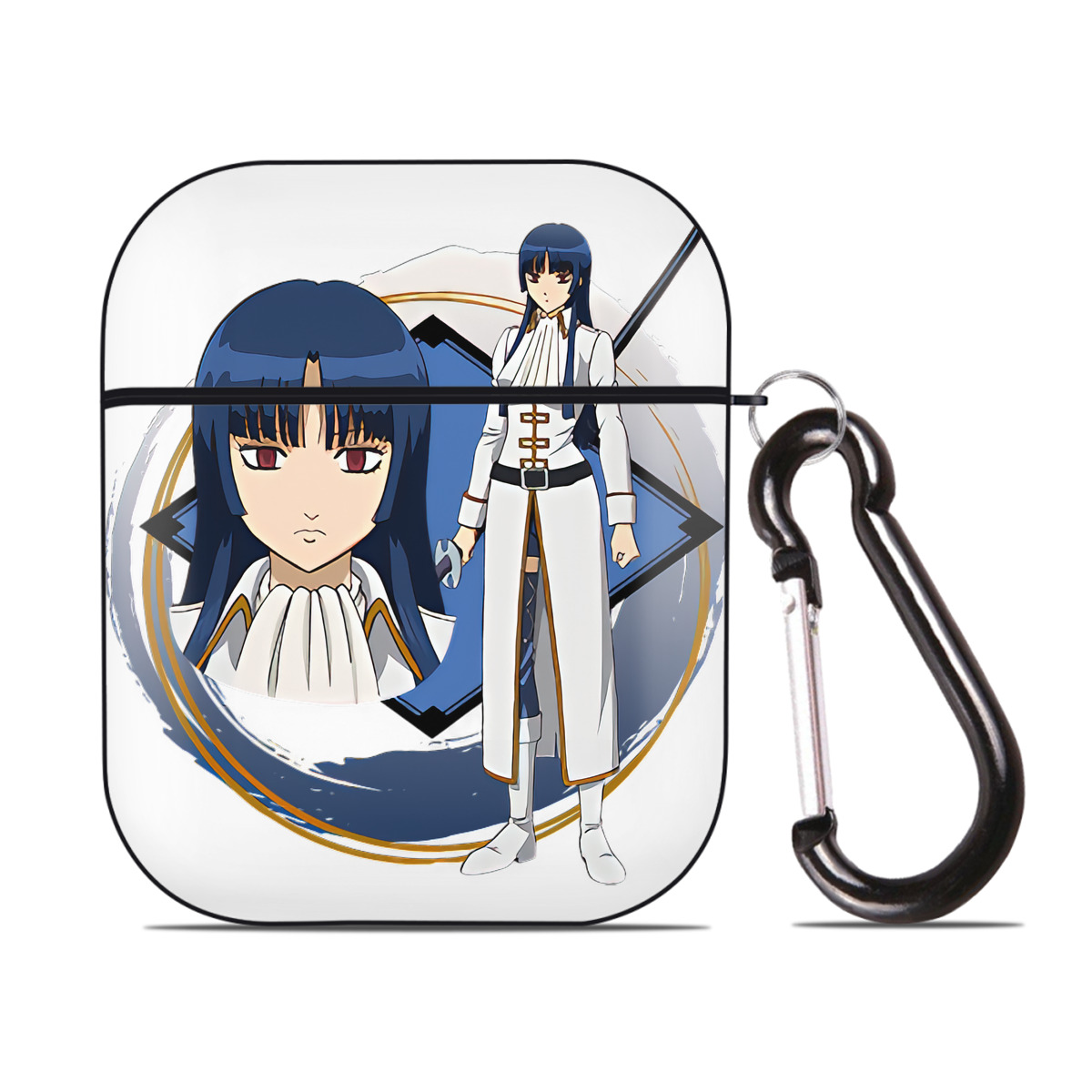 （画像用） ぎんたま 坂田銀時（さかたぎんとき） 神楽 志村新八（しむら しんぱち） GINTAMA Sakata Gintoki Kagura Shimura Shinpachi AirPods 第2世代保護ケース ハードシェル ブラック 耐衝撃・防指紋・カラビナ付き