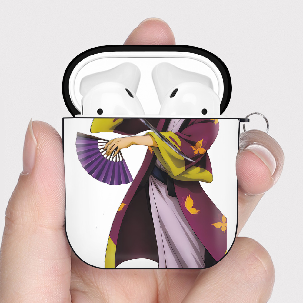 （画像用） ぎんたま 坂田銀時（さかたぎんとき） 神楽 志村新八（しむら しんぱち） GINTAMA Sakata Gintoki Kagura Shimura Shinpachi AirPods 第2世代保護ケース ハードシェル ブラック 耐衝撃・防指紋・カラビナ付き