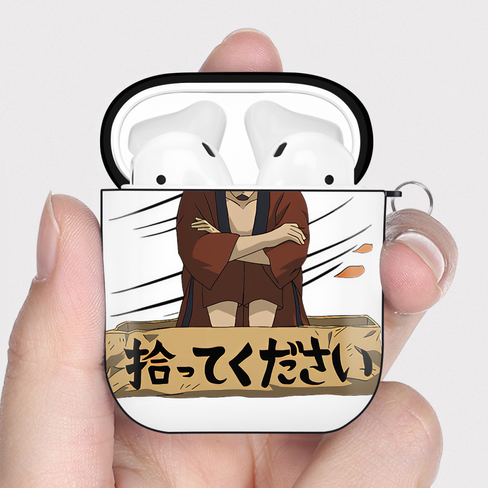 （画像用） ぎんたま 坂田銀時（さかたぎんとき） 神楽 志村新八（しむら しんぱち） GINTAMA Sakata Gintoki Kagura Shimura Shinpachi AirPods 第2世代保護ケース ハードシェル ブラック 耐衝撃・防指紋・カラビナ付き