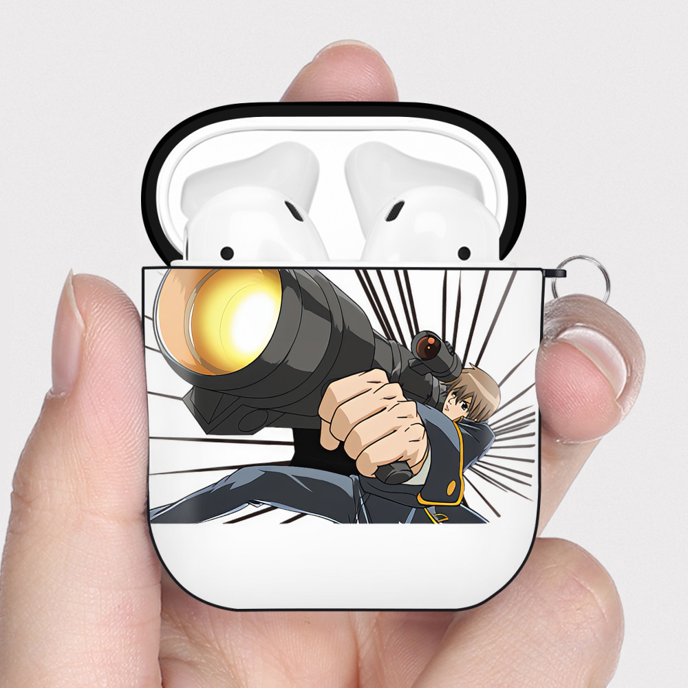 （画像用） ぎんたま 坂田銀時（さかたぎんとき） 神楽 志村新八（しむら しんぱち） GINTAMA Sakata Gintoki Kagura Shimura Shinpachi AirPods 第2世代保護ケース ハードシェル ブラック 耐衝撃・防指紋・カラビナ付き