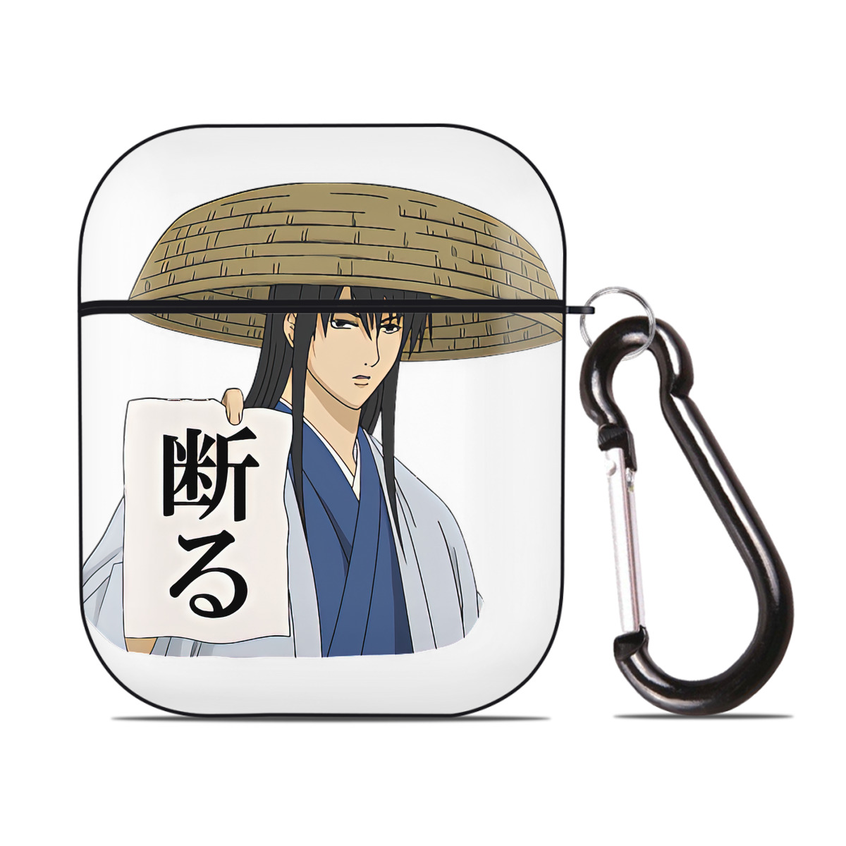 （画像用） ぎんたま 坂田銀時（さかたぎんとき） 神楽 志村新八（しむら しんぱち） GINTAMA Sakata Gintoki Kagura Shimura Shinpachi AirPods 第2世代保護ケース ハードシェル ブラック 耐衝撃・防指紋・カラビナ付き