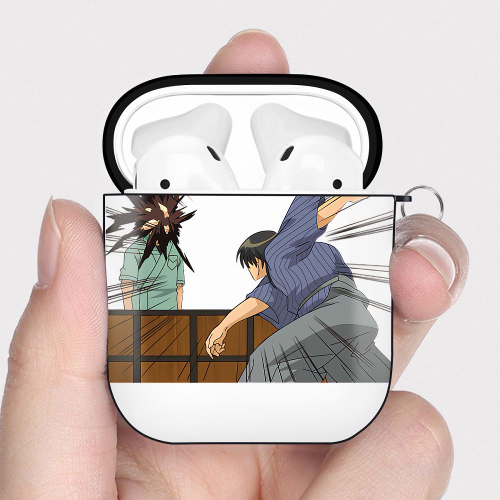 （画像用） ぎんたま 坂田銀時（さかたぎんとき） 神楽 志村新八（しむら しんぱち） GINTAMA Sakata Gintoki Kagura Shimura Shinpachi AirPods 第2世代保護ケース ハードシェル ブラック 耐衝撃・防指紋・カラビナ付き