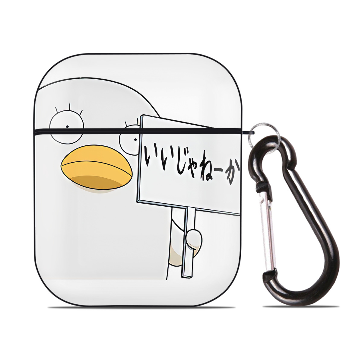 （画像用） ぎんたま 坂田銀時（さかたぎんとき） 神楽 志村新八（しむら しんぱち） GINTAMA Sakata Gintoki Kagura Shimura Shinpachi AirPods 第2世代保護ケース ハードシェル ブラック 耐衝撃・防指紋・カラビナ付き