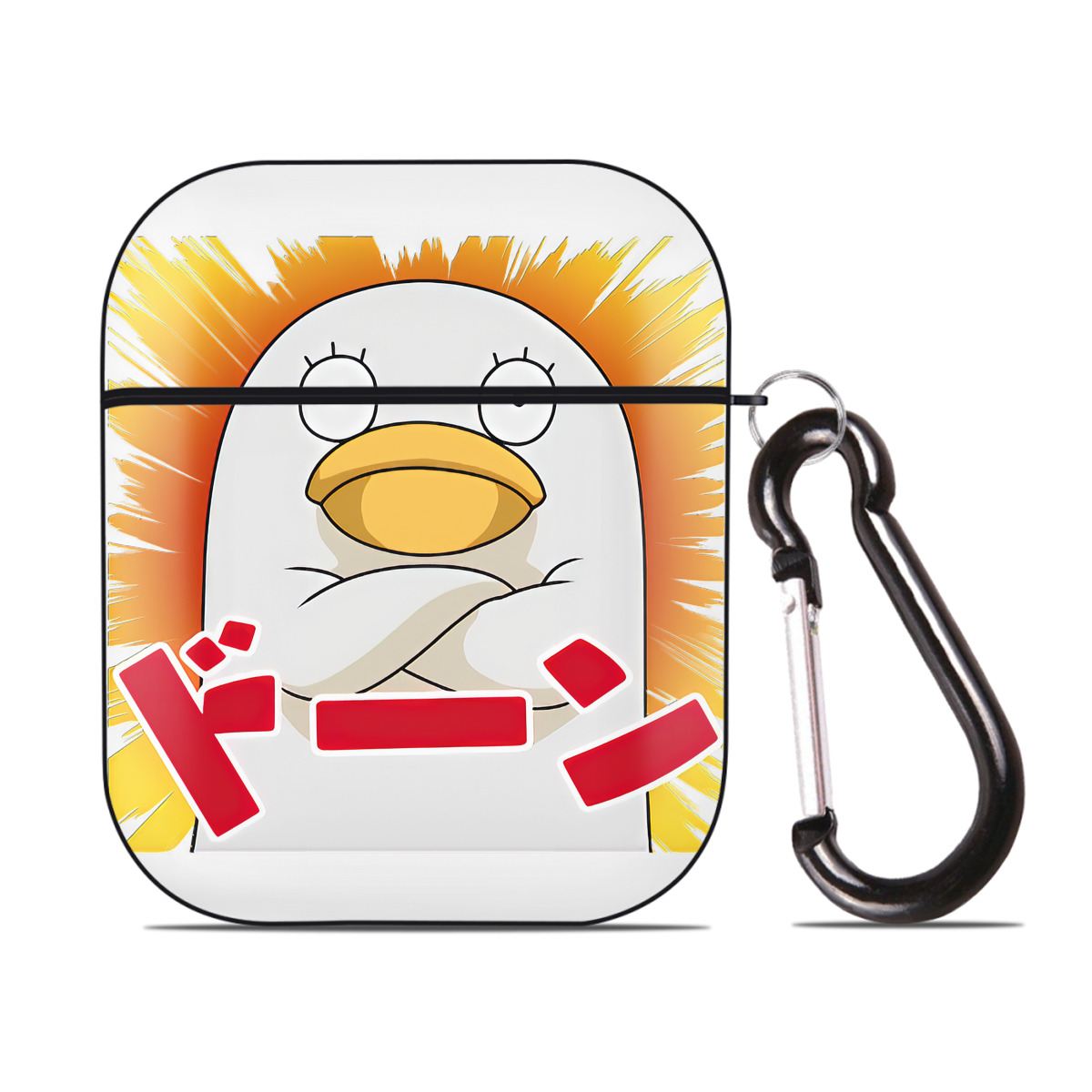（画像用） ぎんたま 坂田銀時（さかたぎんとき） 神楽 志村新八（しむら しんぱち） GINTAMA Sakata Gintoki Kagura Shimura Shinpachi AirPods 第2世代保護ケース ハードシェル ブラック 耐衝撃・防指紋・カラビナ付き