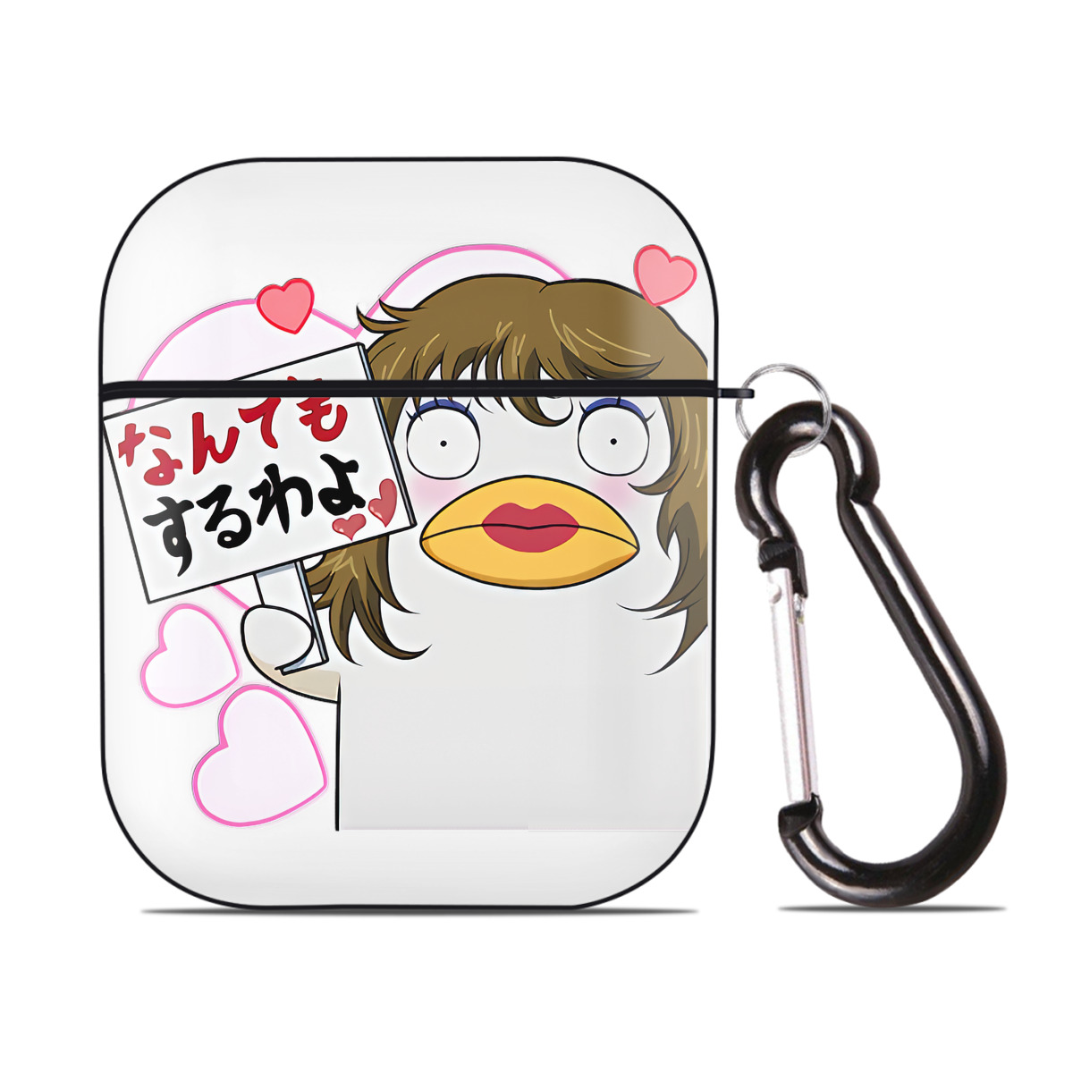 （画像用） ぎんたま 坂田銀時（さかたぎんとき） 神楽 志村新八（しむら しんぱち） GINTAMA Sakata Gintoki Kagura Shimura Shinpachi AirPods 第2世代保護ケース ハードシェル ブラック 耐衝撃・防指紋・カラビナ付き