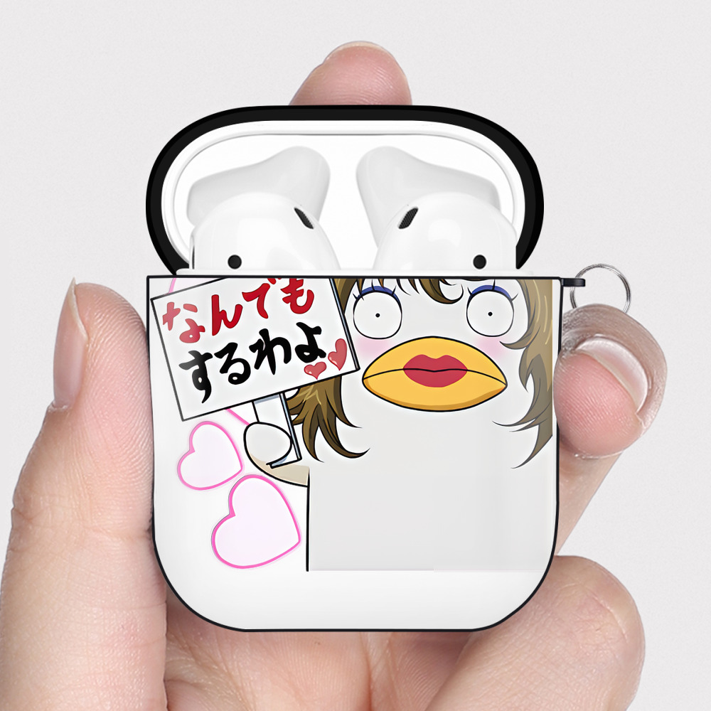 （画像用） ぎんたま 坂田銀時（さかたぎんとき） 神楽 志村新八（しむら しんぱち） GINTAMA Sakata Gintoki Kagura Shimura Shinpachi AirPods 第2世代保護ケース ハードシェル ブラック 耐衝撃・防指紋・カラビナ付き