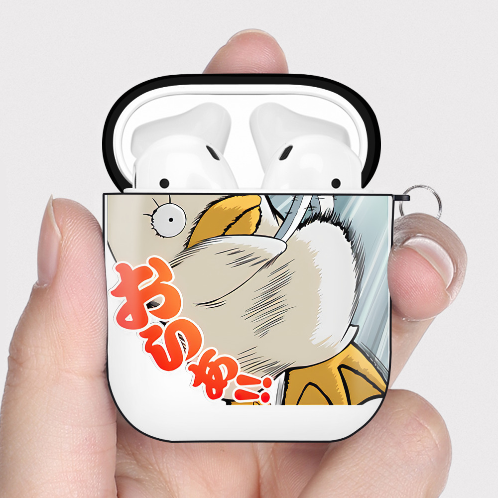 （画像用） ぎんたま 坂田銀時（さかたぎんとき） 神楽 志村新八（しむら しんぱち） GINTAMA Sakata Gintoki Kagura Shimura Shinpachi AirPods 第2世代保護ケース ハードシェル ブラック 耐衝撃・防指紋・カラビナ付き