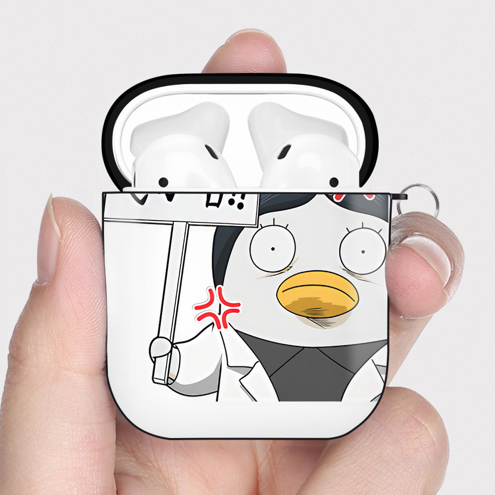 （画像用） ぎんたま 坂田銀時（さかたぎんとき） 神楽 志村新八（しむら しんぱち） GINTAMA Sakata Gintoki Kagura Shimura Shinpachi AirPods 第2世代保護ケース ハードシェル ブラック 耐衝撃・防指紋・カラビナ付き