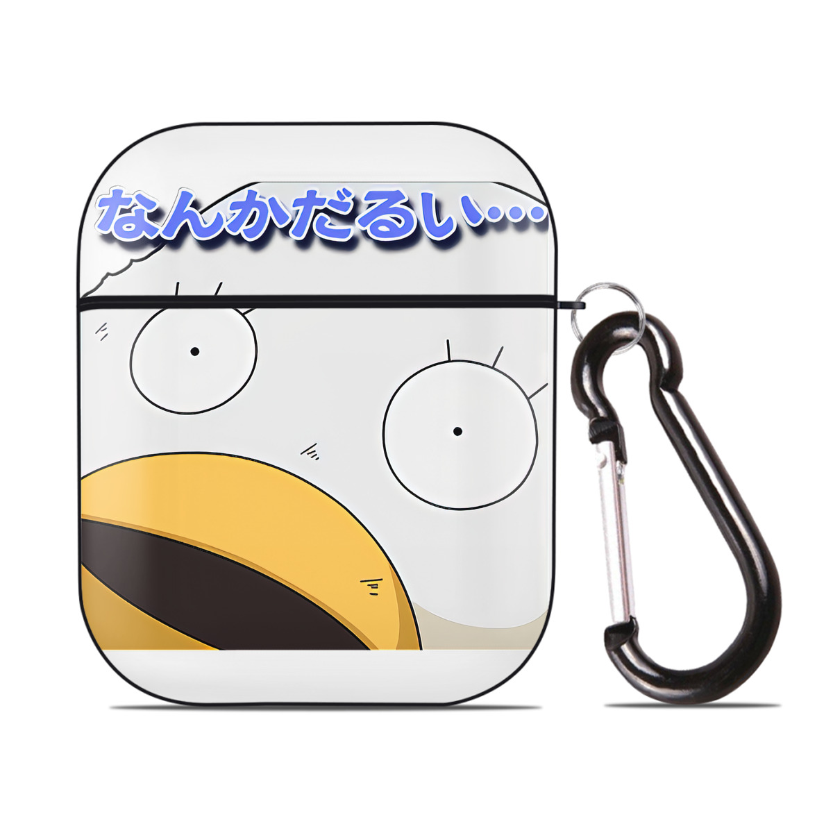 （画像用） ぎんたま 坂田銀時（さかたぎんとき） 神楽 志村新八（しむら しんぱち） GINTAMA Sakata Gintoki Kagura Shimura Shinpachi AirPods 第2世代保護ケース ハードシェル ブラック 耐衝撃・防指紋・カラビナ付き
