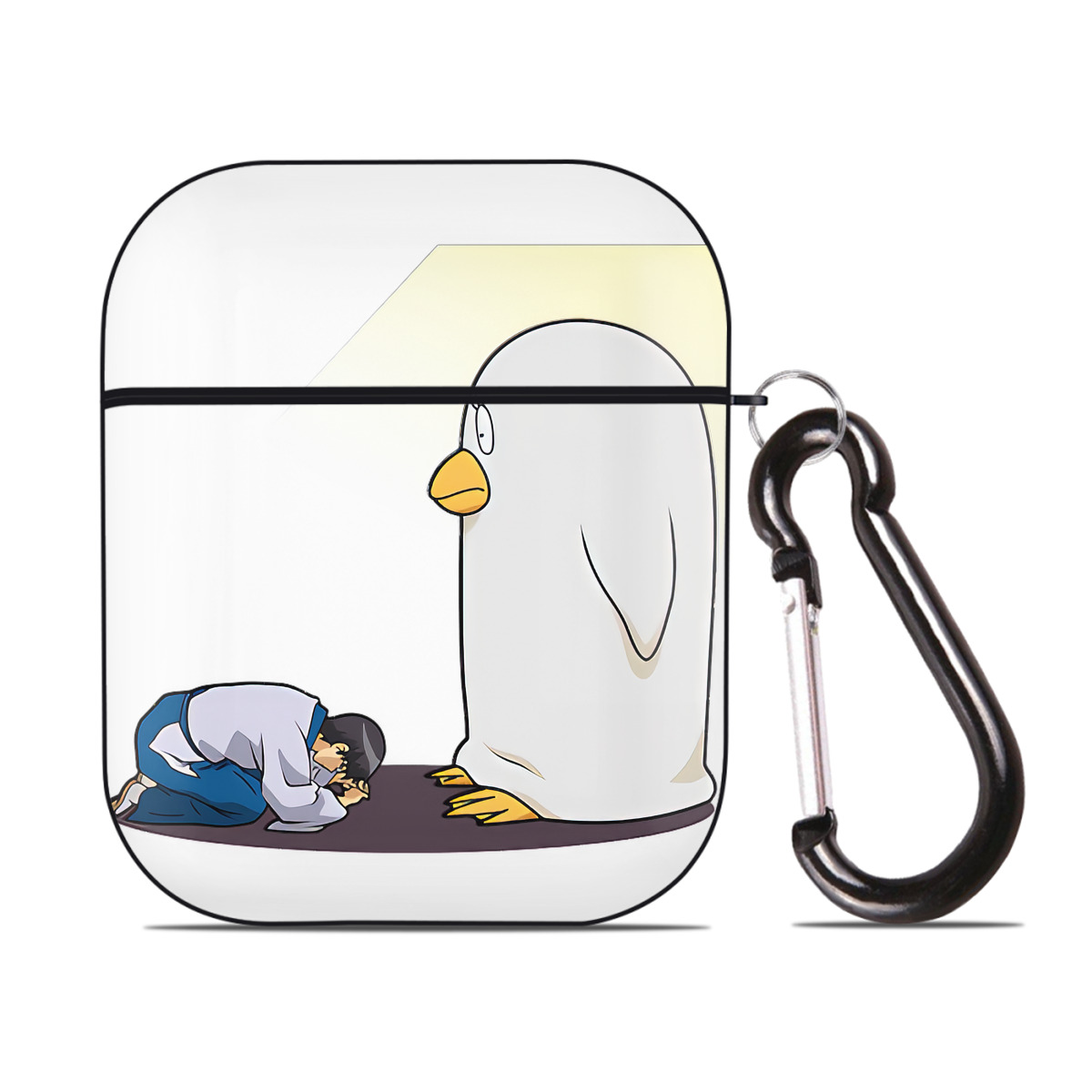 （画像用） ぎんたま 坂田銀時（さかたぎんとき） 神楽 志村新八（しむら しんぱち） GINTAMA Sakata Gintoki Kagura Shimura Shinpachi AirPods 第2世代保護ケース ハードシェル ブラック 耐衝撃・防指紋・カラビナ付き
