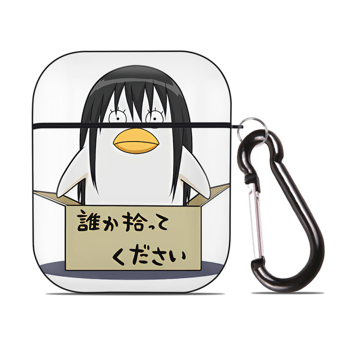 （画像用） ぎんたま 坂田銀時（さかたぎんとき） 神楽 志村新八（しむら しんぱち） GINTAMA Sakata Gintoki Kagura Shimura Shinpachi AirPods 第2世代保護ケース ハードシェル ブラック 耐衝撃・防指紋・カラビナ付き