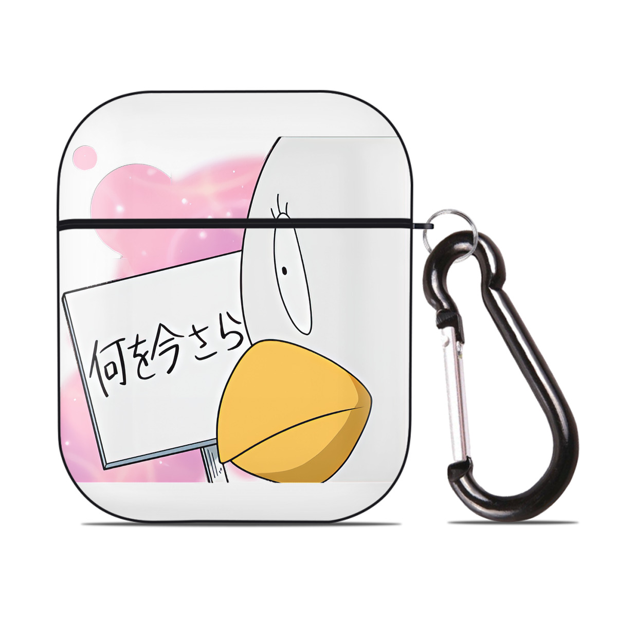 （画像用） ぎんたま 坂田銀時（さかたぎんとき） 神楽 志村新八（しむら しんぱち） GINTAMA Sakata Gintoki Kagura Shimura Shinpachi AirPods 第2世代保護ケース ハードシェル ブラック 耐衝撃・防指紋・カラビナ付き
