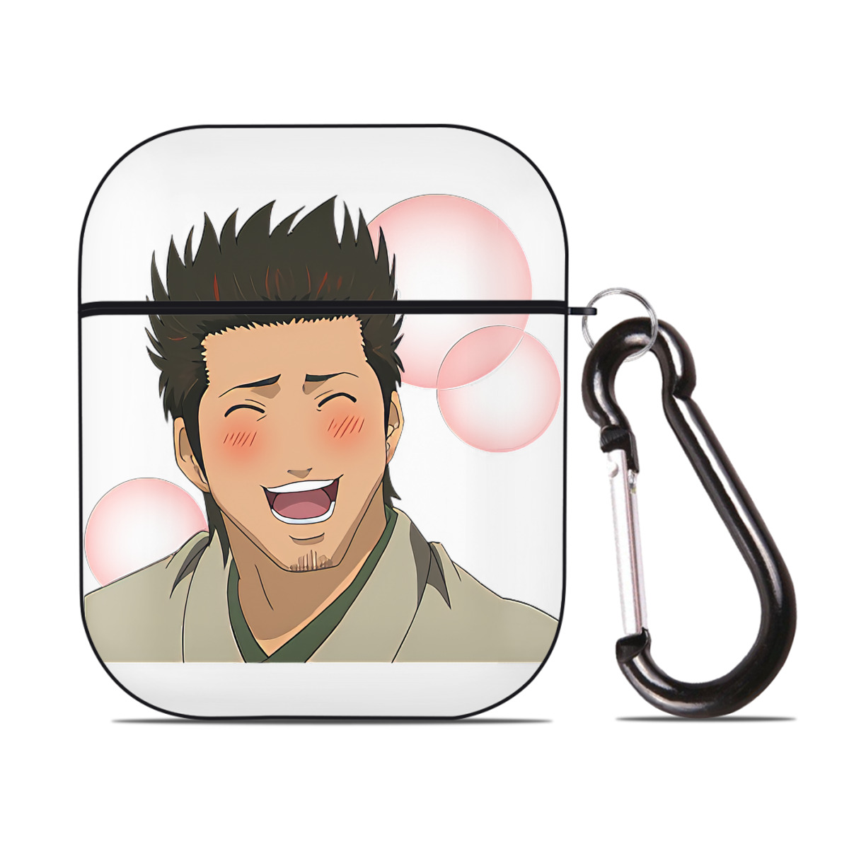 （画像用） ぎんたま 坂田銀時（さかたぎんとき） 神楽 志村新八（しむら しんぱち） GINTAMA Sakata Gintoki Kagura Shimura Shinpachi AirPods 第2世代保護ケース ハードシェル ブラック 耐衝撃・防指紋・カラビナ付き