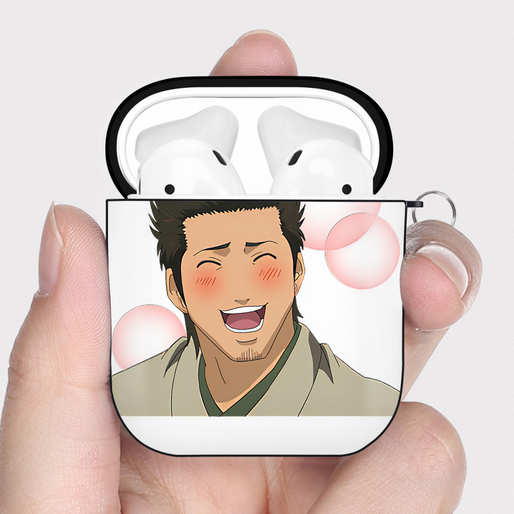 （画像用） ぎんたま 坂田銀時（さかたぎんとき） 神楽 志村新八（しむら しんぱち） GINTAMA Sakata Gintoki Kagura Shimura Shinpachi AirPods 第2世代保護ケース ハードシェル ブラック 耐衝撃・防指紋・カラビナ付き