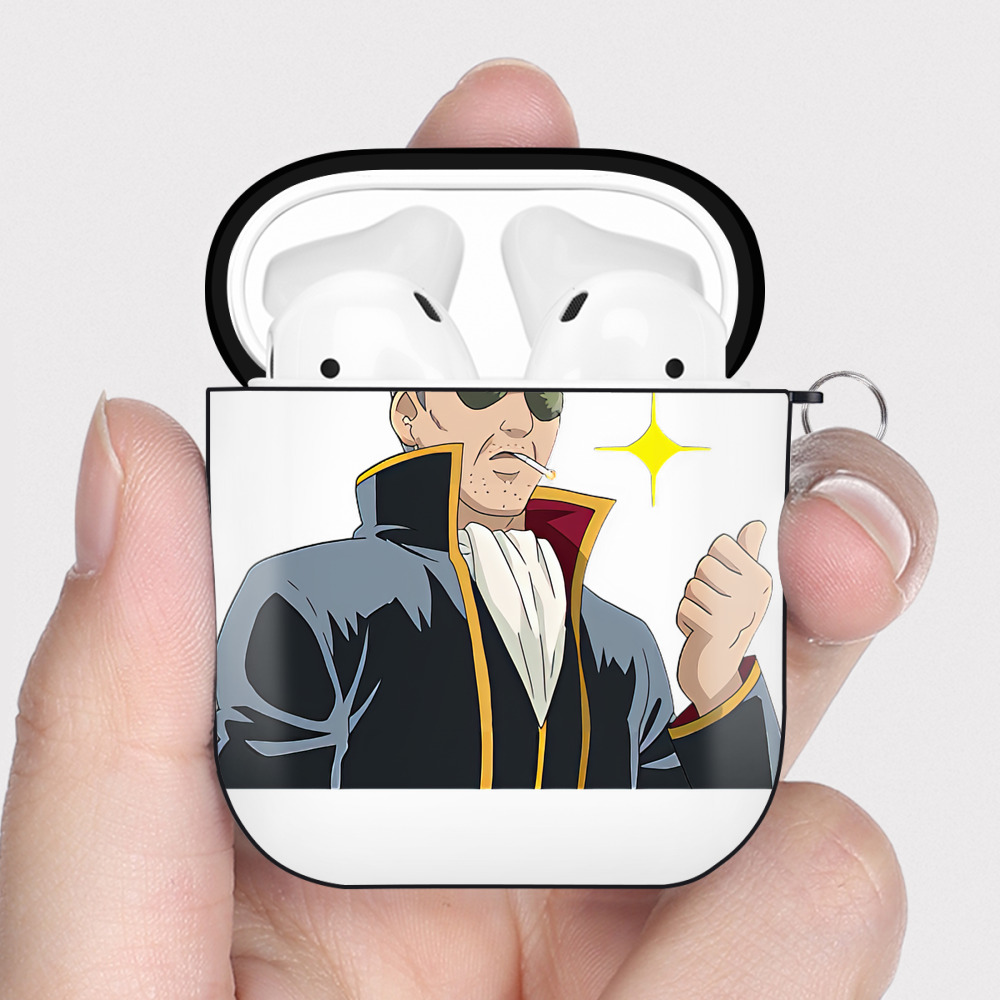 （画像用） ぎんたま 坂田銀時（さかたぎんとき） 神楽 志村新八（しむら しんぱち） GINTAMA Sakata Gintoki Kagura Shimura Shinpachi AirPods 第2世代保護ケース ハードシェル ブラック 耐衝撃・防指紋・カラビナ付き