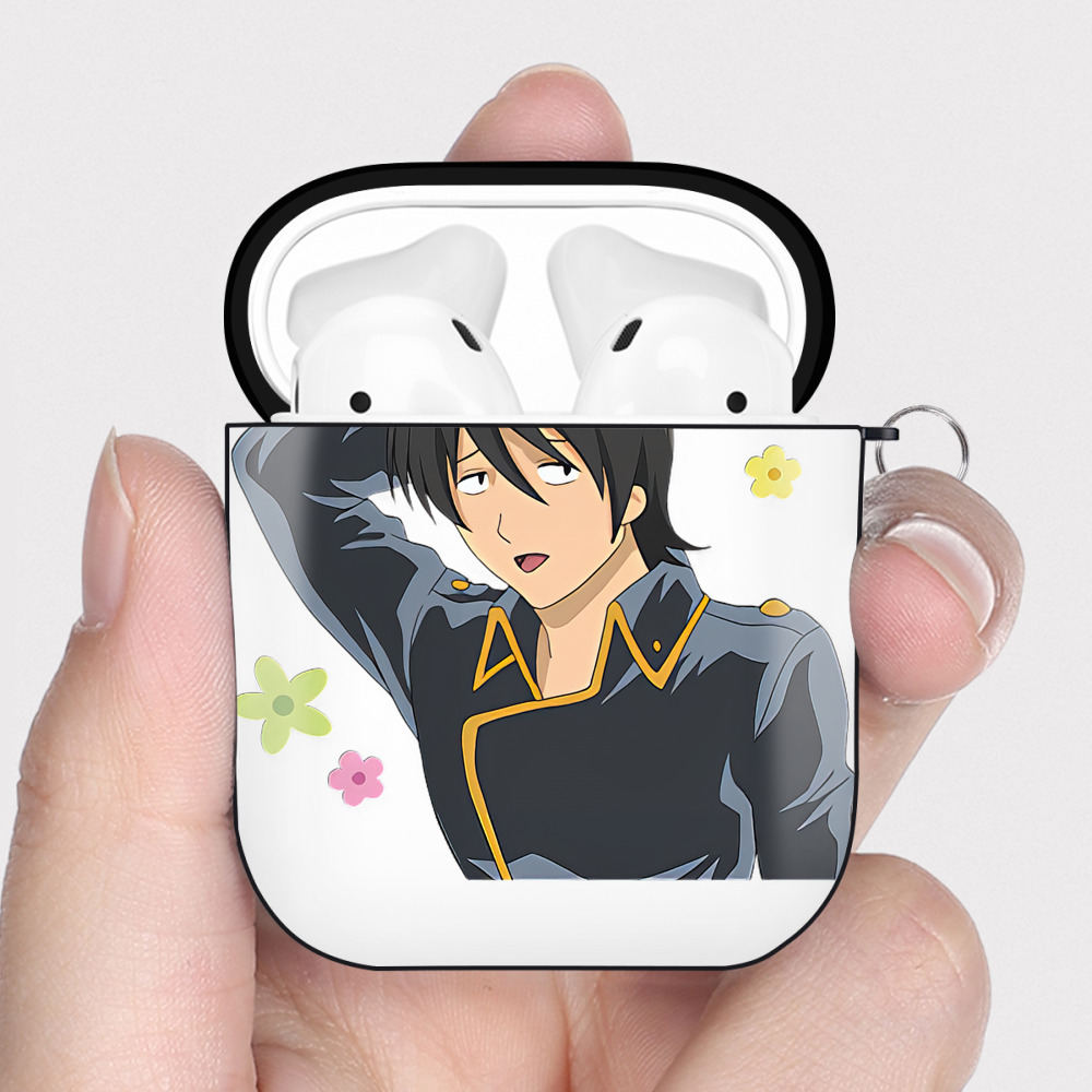 （画像用） ぎんたま 坂田銀時（さかたぎんとき） 神楽 志村新八（しむら しんぱち） GINTAMA Sakata Gintoki Kagura Shimura Shinpachi AirPods 第2世代保護ケース ハードシェル ブラック 耐衝撃・防指紋・カラビナ付き