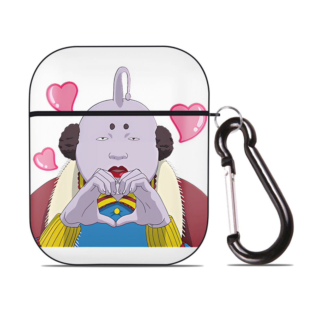 （画像用） ぎんたま 坂田銀時（さかたぎんとき） 神楽 志村新八（しむら しんぱち） GINTAMA Sakata Gintoki Kagura Shimura Shinpachi AirPods 第2世代保護ケース ハードシェル ブラック 耐衝撃・防指紋・カラビナ付き