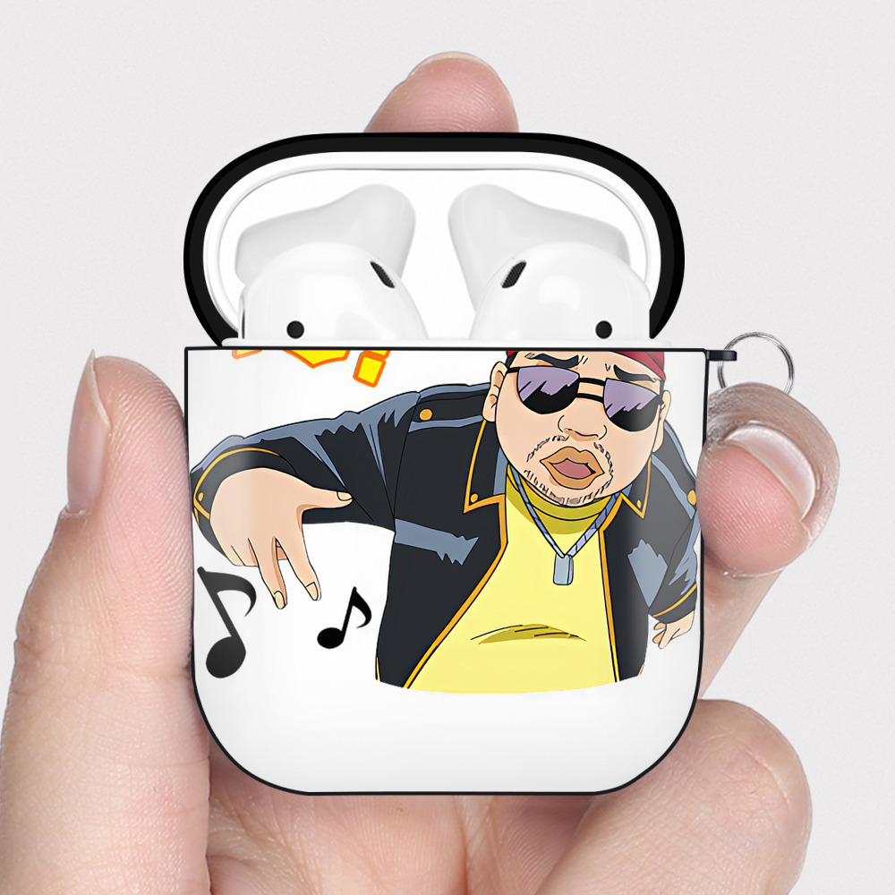 （画像用） ぎんたま 坂田銀時（さかたぎんとき） 神楽 志村新八（しむら しんぱち） GINTAMA Sakata Gintoki Kagura Shimura Shinpachi AirPods 第2世代保護ケース ハードシェル ブラック 耐衝撃・防指紋・カラビナ付き