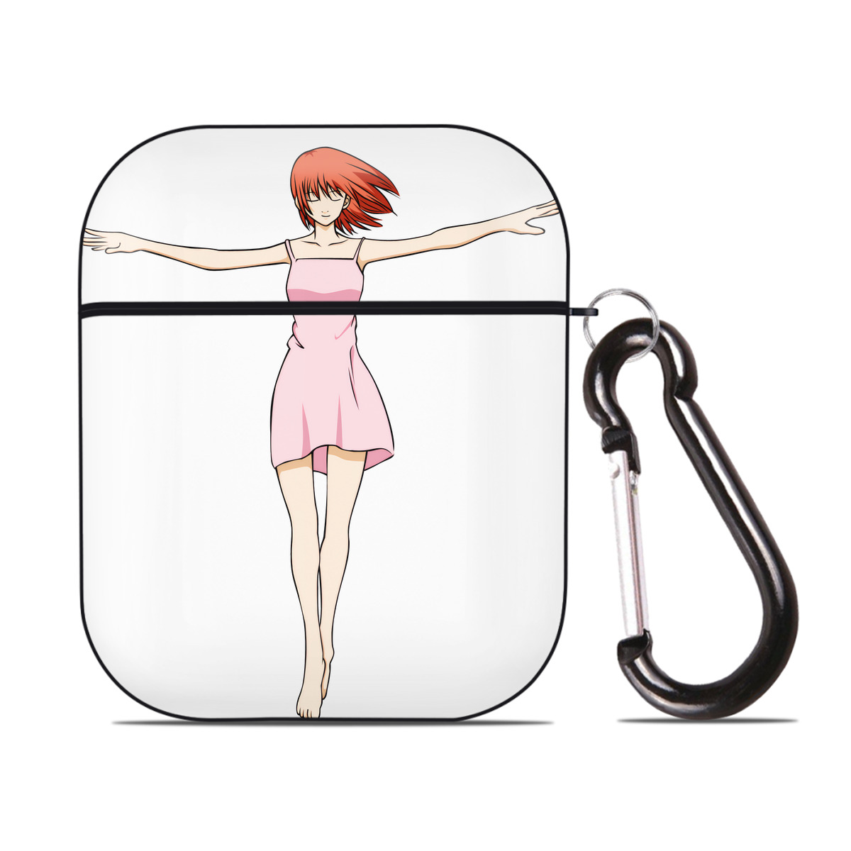 （画像用） ぎんたま 坂田銀時（さかたぎんとき） 神楽 志村新八（しむら しんぱち） GINTAMA Sakata Gintoki Kagura Shimura Shinpachi AirPods 第2世代保護ケース ハードシェル ブラック 耐衝撃・防指紋・カラビナ付き