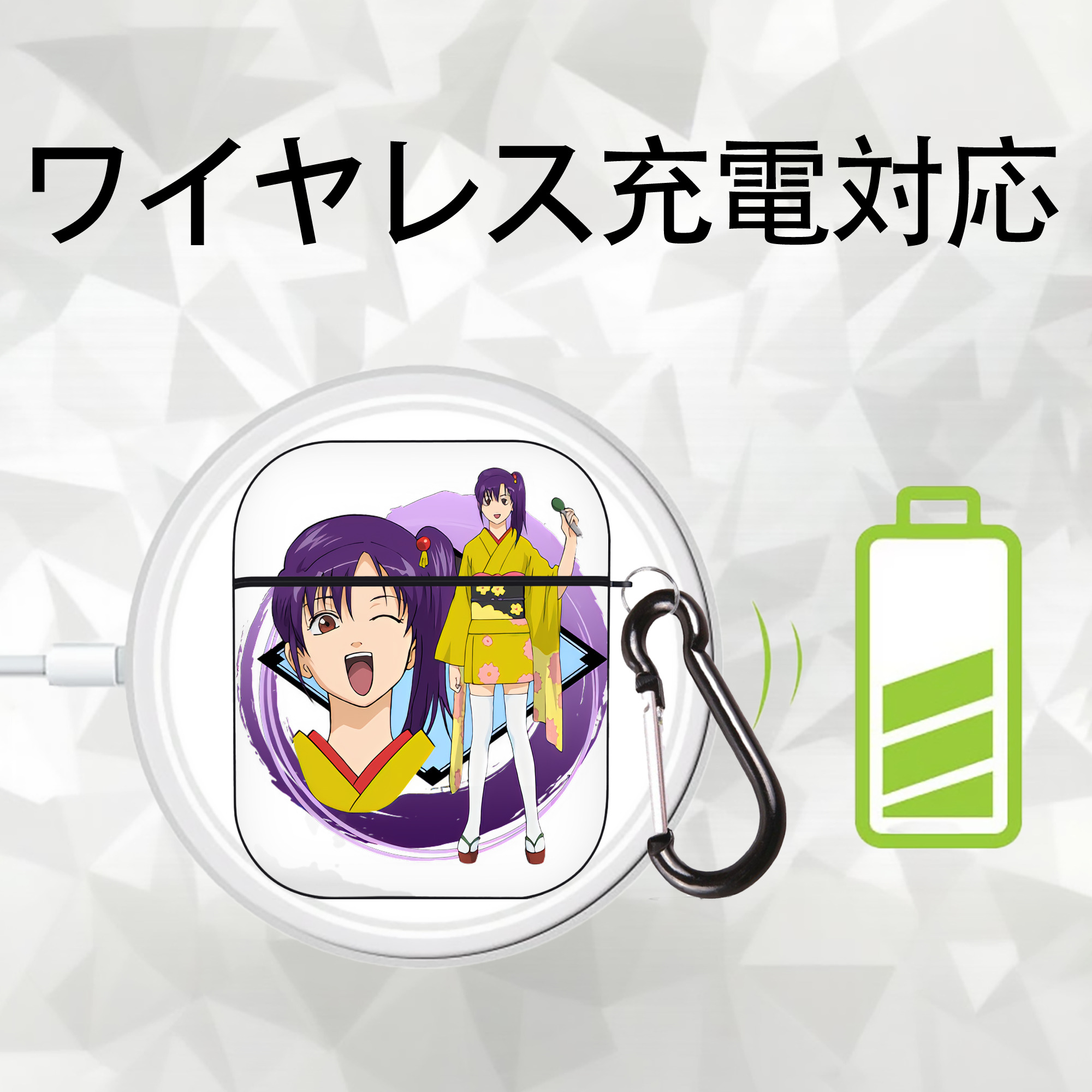 ぎんたま 坂田銀時（さかたぎんとき） 神楽 志村新八（しむら しんぱち） GINTAMA Sakata Gintoki Kagura Shimura Shinpachi AirPods 第2世代保護ケース ハードシェル ブラック 耐衝撃・防指紋・カラビナ付き