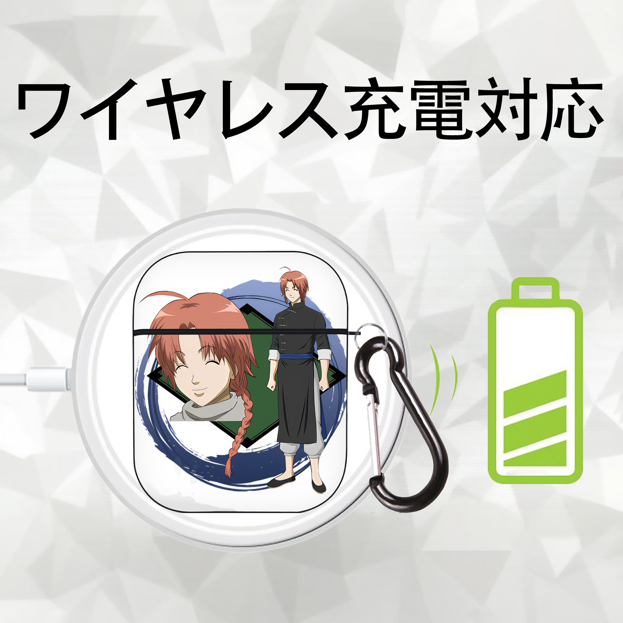 ぎんたま 坂田銀時（さかたぎんとき） 神楽 志村新八（しむら しんぱち） GINTAMA Sakata Gintoki Kagura Shimura Shinpachi AirPods 第2世代保護ケース ハードシェル ブラック 耐衝撃・防指紋・カラビナ付き