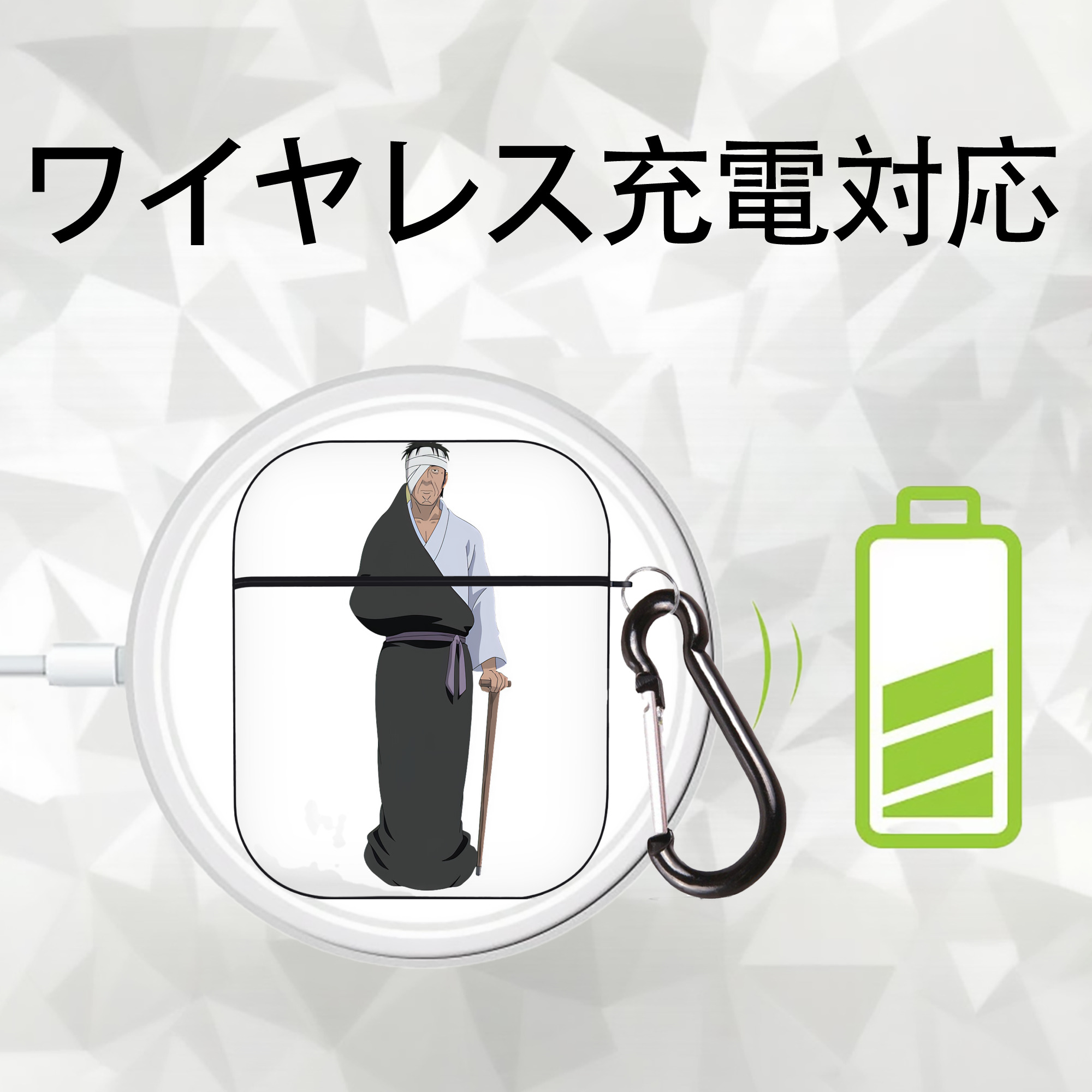 ぎんたま 坂田銀時（さかたぎんとき） 神楽 志村新八（しむら しんぱち） GINTAMA Sakata Gintoki Kagura Shimura Shinpachi AirPods 第2世代保護ケース ハードシェル ブラック 耐衝撃・防指紋・カラビナ付き