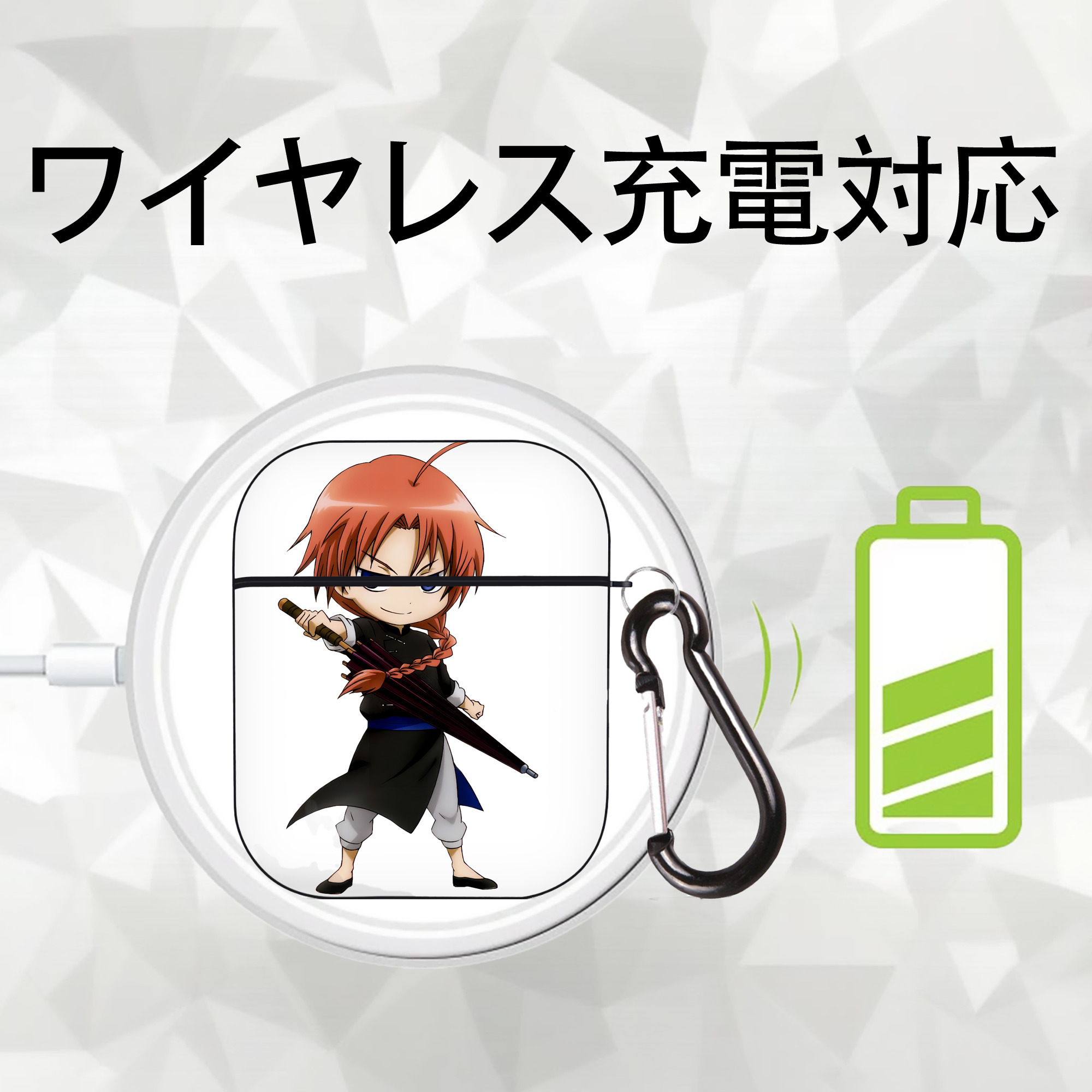 ぎんたま 坂田銀時（さかたぎんとき） 神楽 志村新八（しむら しんぱち） GINTAMA Sakata Gintoki Kagura Shimura Shinpachi AirPods 第2世代保護ケース ハードシェル ブラック 耐衝撃・防指紋・カラビナ付き