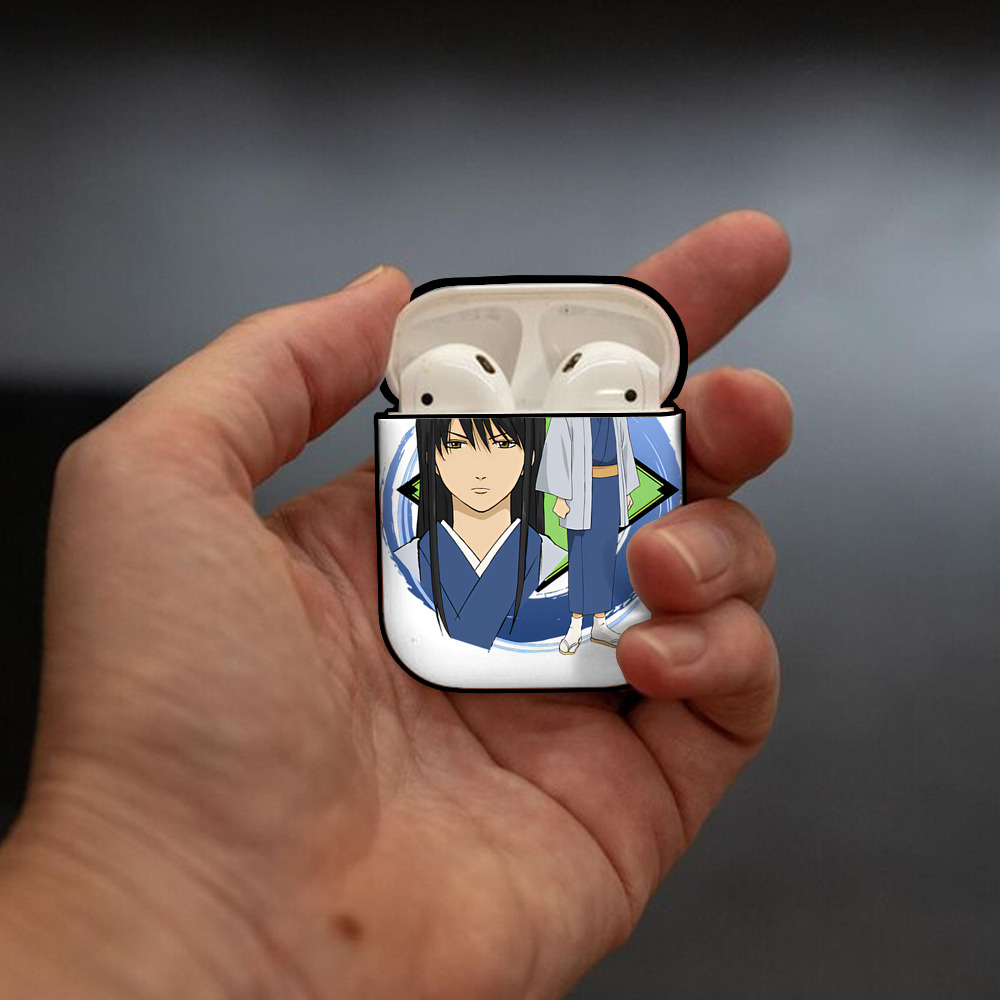 ぎんたま 坂田銀時（さかたぎんとき） 神楽 志村新八（しむら しんぱち） GINTAMA Sakata Gintoki Kagura Shimura Shinpachi AirPods 第2世代保護ケース ハードシェル ブラック 耐衝撃・防指紋・カラビナ付き