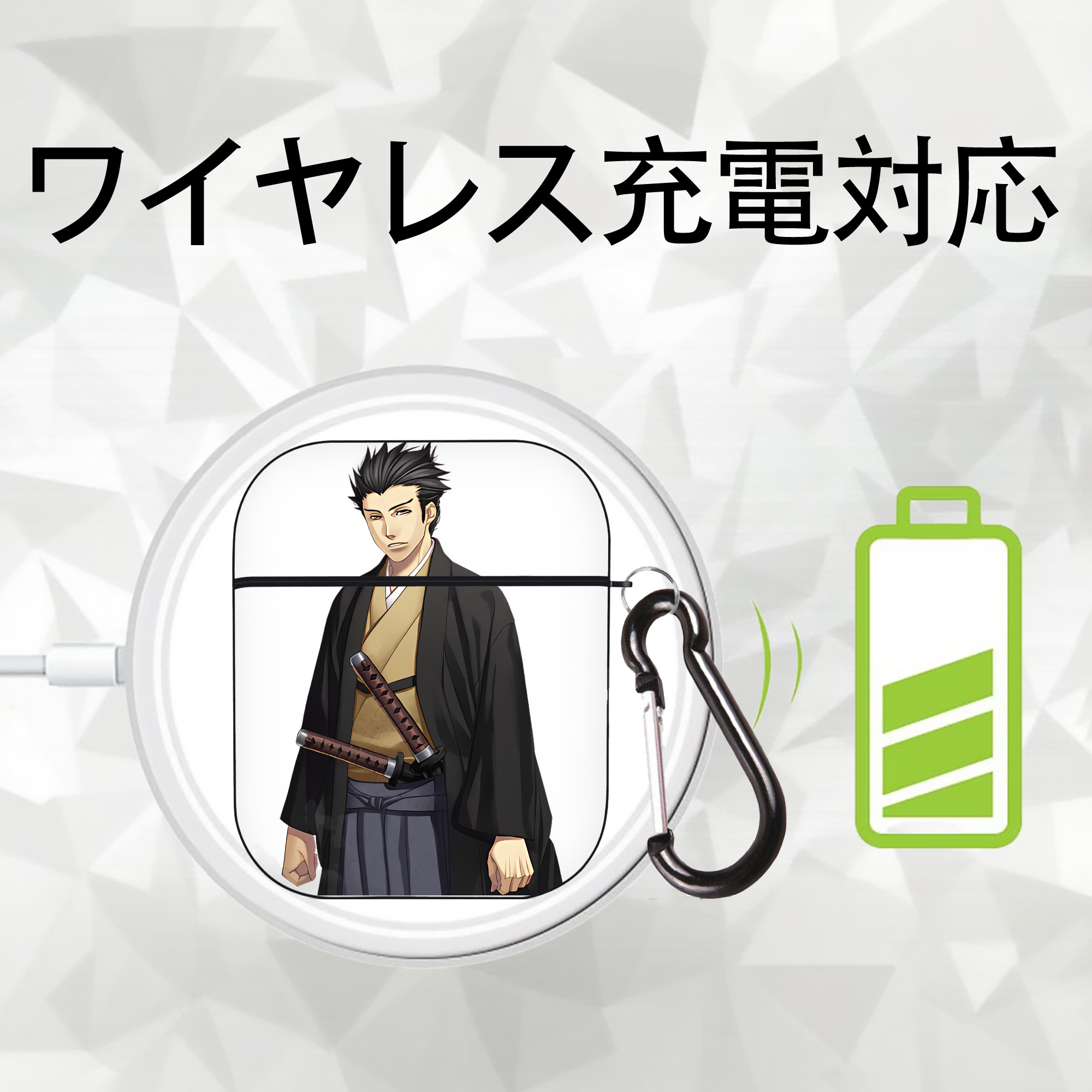 ぎんたま 坂田銀時（さかたぎんとき） 神楽 志村新八（しむら しんぱち） GINTAMA Sakata Gintoki Kagura Shimura Shinpachi AirPods 第2世代保護ケース ハードシェル ブラック 耐衝撃・防指紋・カラビナ付き