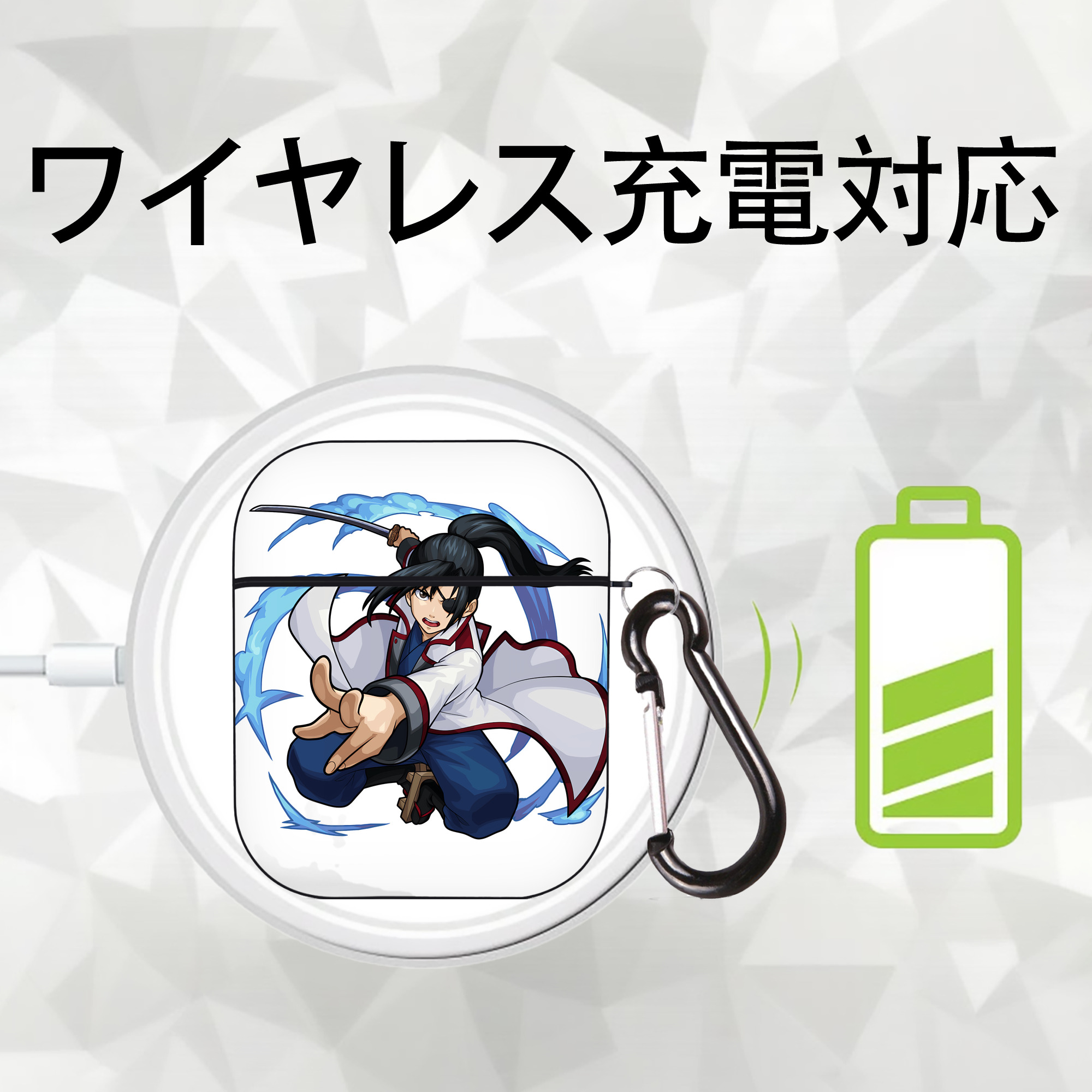 ぎんたま 坂田銀時（さかたぎんとき） 神楽 志村新八（しむら しんぱち） GINTAMA Sakata Gintoki Kagura Shimura Shinpachi AirPods 第2世代保護ケース ハードシェル ブラック 耐衝撃・防指紋・カラビナ付き