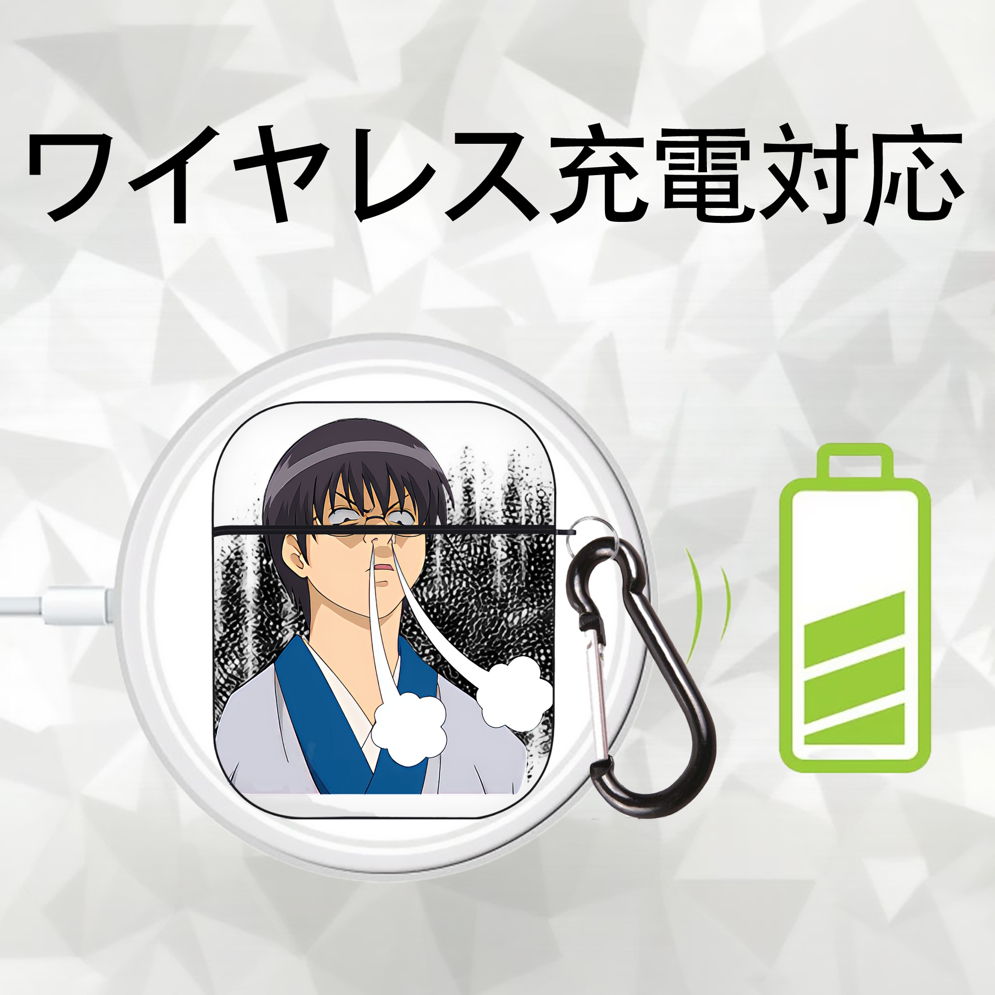 ぎんたま 坂田銀時（さかたぎんとき） 神楽 志村新八（しむら しんぱち） GINTAMA Sakata Gintoki Kagura Shimura Shinpachi AirPods 第2世代保護ケース ハードシェル ブラック 耐衝撃・防指紋・カラビナ付き