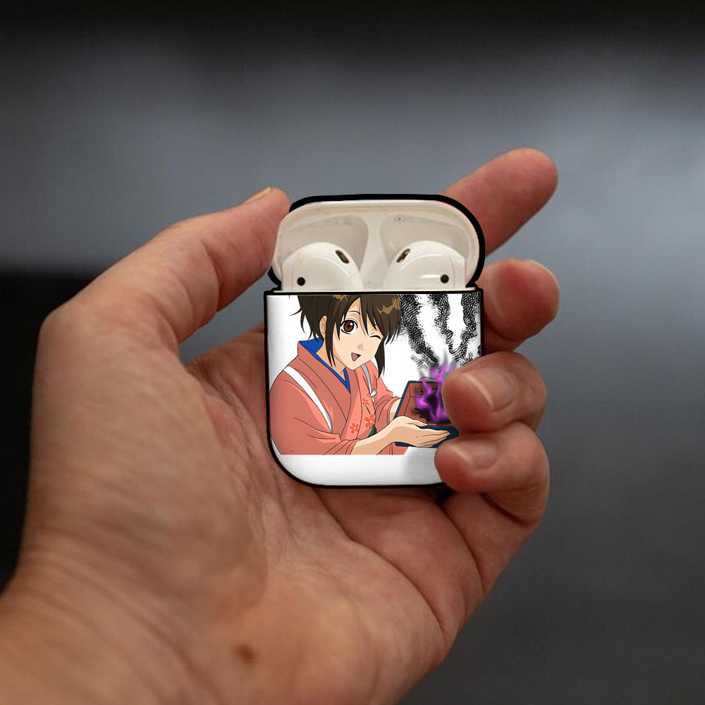 ぎんたま 坂田銀時（さかたぎんとき） 神楽 志村新八（しむら しんぱち） GINTAMA Sakata Gintoki Kagura Shimura Shinpachi AirPods 第2世代保護ケース ハードシェル ブラック 耐衝撃・防指紋・カラビナ付き