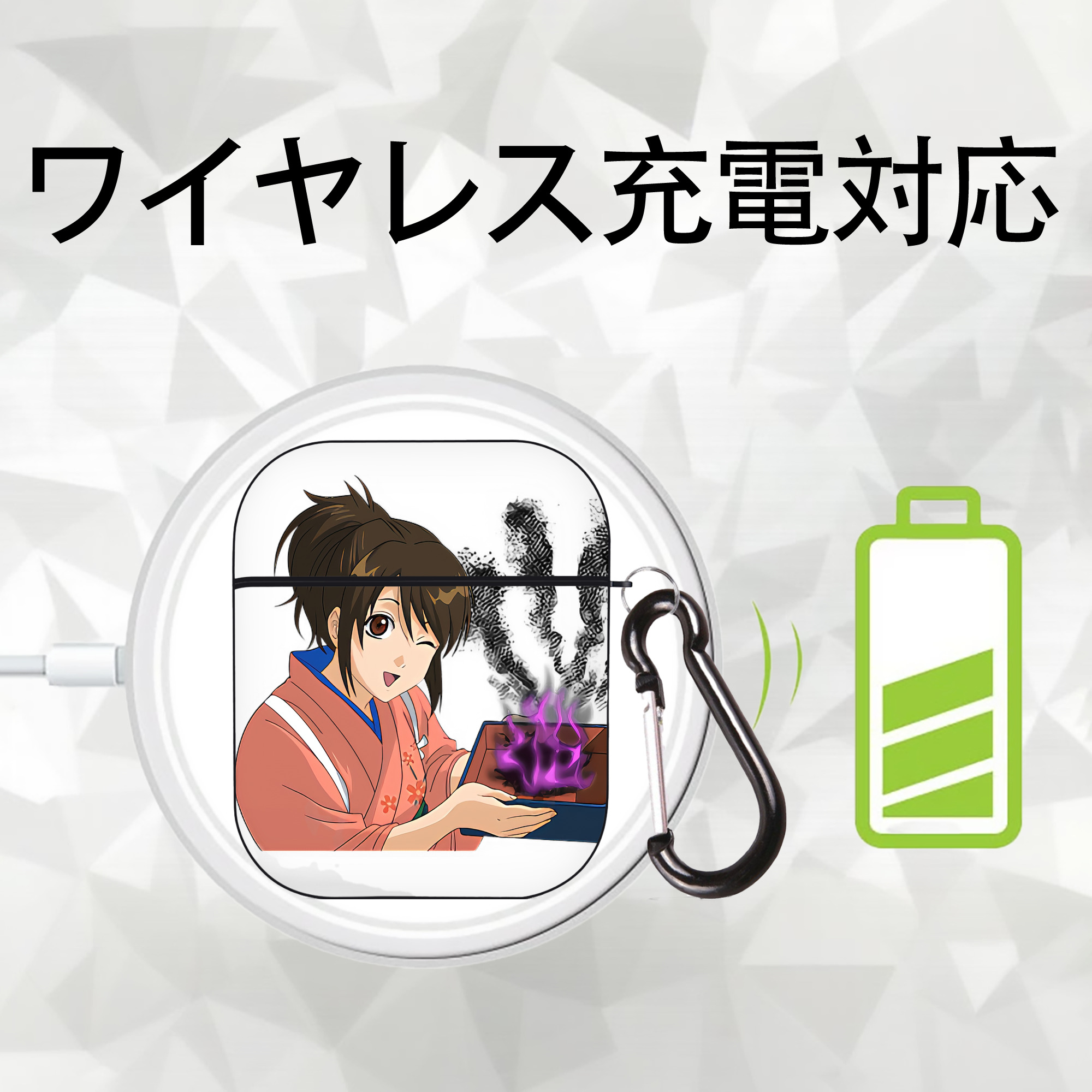 ぎんたま 坂田銀時（さかたぎんとき） 神楽 志村新八（しむら しんぱち） GINTAMA Sakata Gintoki Kagura Shimura Shinpachi AirPods 第2世代保護ケース ハードシェル ブラック 耐衝撃・防指紋・カラビナ付き