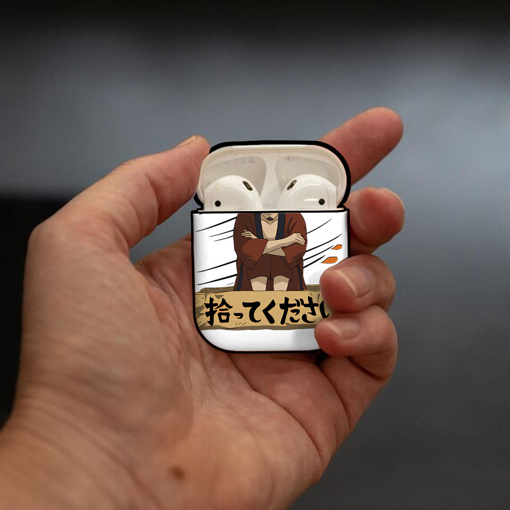 ぎんたま 坂田銀時（さかたぎんとき） 神楽 志村新八（しむら しんぱち） GINTAMA Sakata Gintoki Kagura Shimura Shinpachi AirPods 第2世代保護ケース ハードシェル ブラック 耐衝撃・防指紋・カラビナ付き