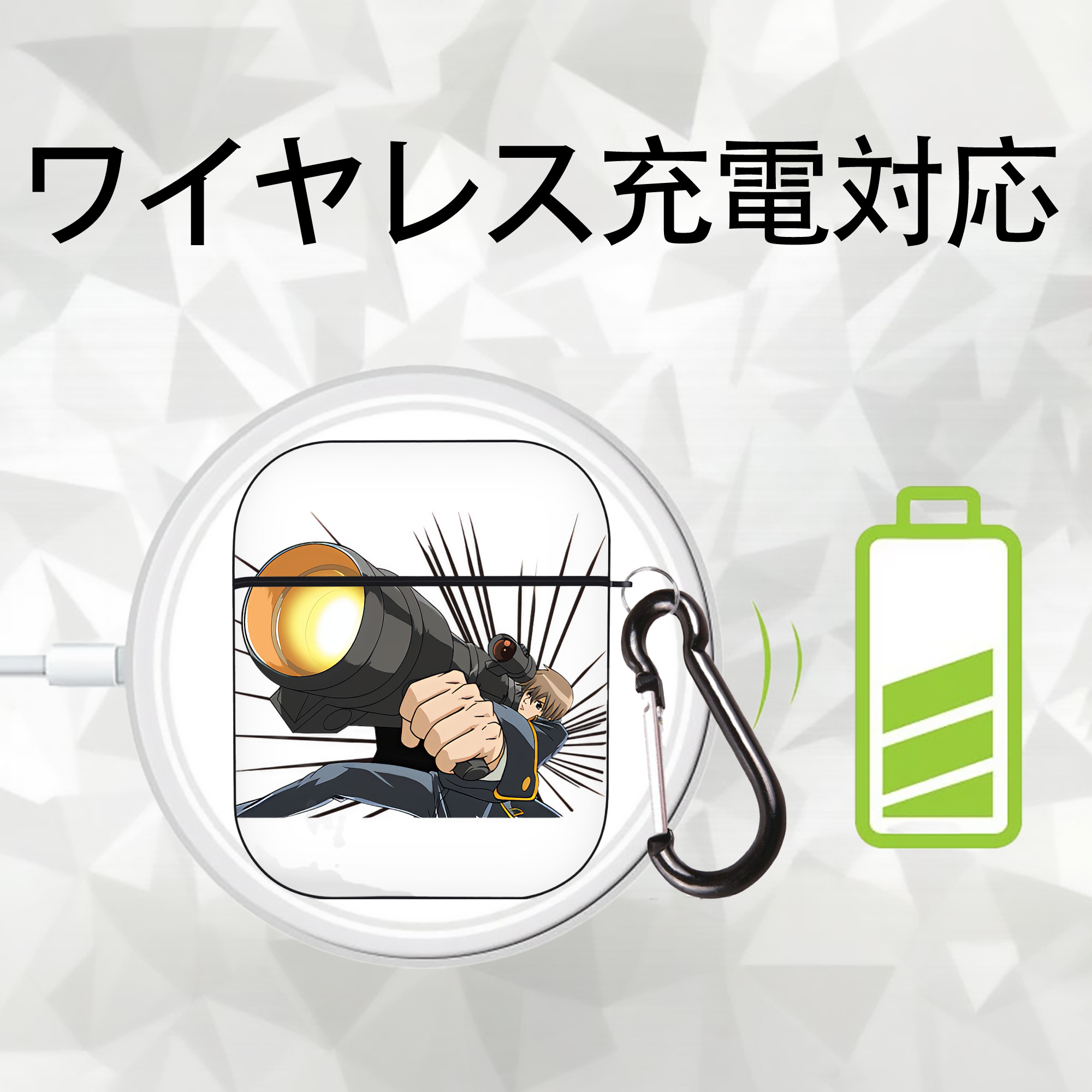 ぎんたま 坂田銀時（さかたぎんとき） 神楽 志村新八（しむら しんぱち） GINTAMA Sakata Gintoki Kagura Shimura Shinpachi AirPods 第2世代保護ケース ハードシェル ブラック 耐衝撃・防指紋・カラビナ付き