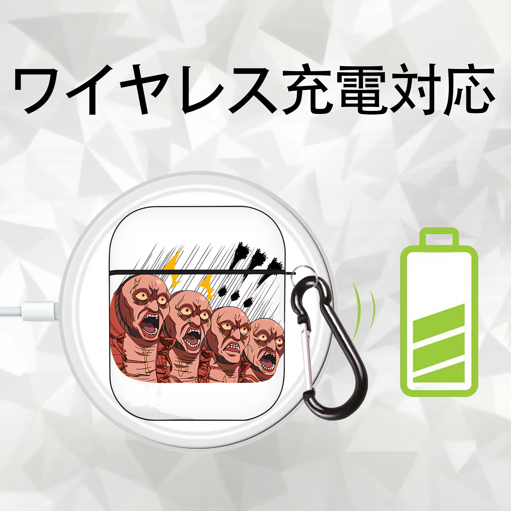 ぎんたま 坂田銀時（さかたぎんとき） 神楽 志村新八（しむら しんぱち） GINTAMA Sakata Gintoki Kagura Shimura Shinpachi AirPods 第2世代保護ケース ハードシェル ブラック 耐衝撃・防指紋・カラビナ付き