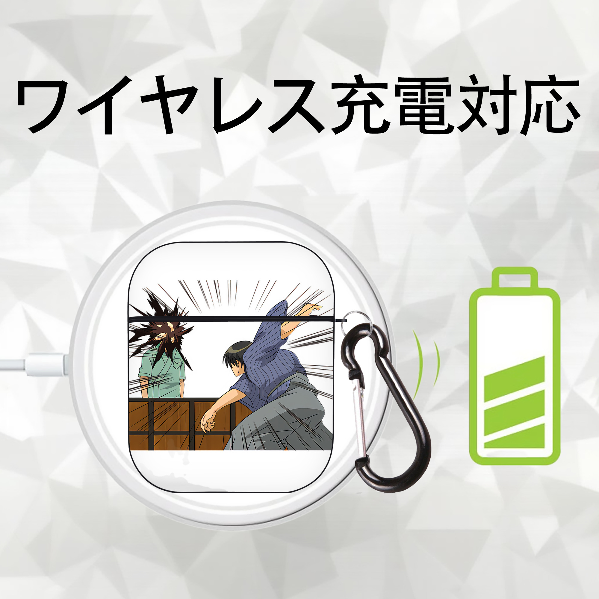 ぎんたま 坂田銀時（さかたぎんとき） 神楽 志村新八（しむら しんぱち） GINTAMA Sakata Gintoki Kagura Shimura Shinpachi AirPods 第2世代保護ケース ハードシェル ブラック 耐衝撃・防指紋・カラビナ付き