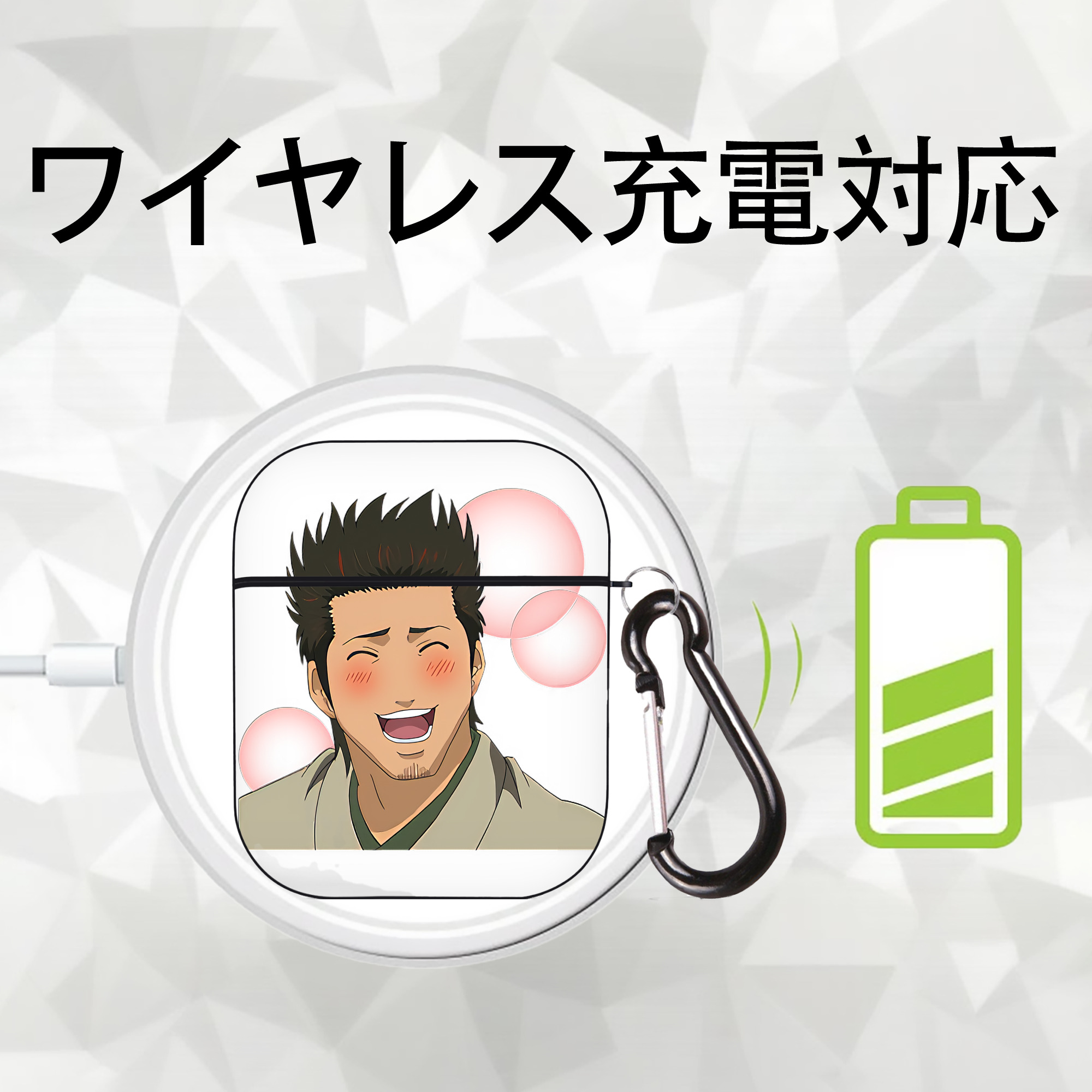 ぎんたま 坂田銀時（さかたぎんとき） 神楽 志村新八（しむら しんぱち） GINTAMA Sakata Gintoki Kagura Shimura Shinpachi AirPods 第2世代保護ケース ハードシェル ブラック 耐衝撃・防指紋・カラビナ付き