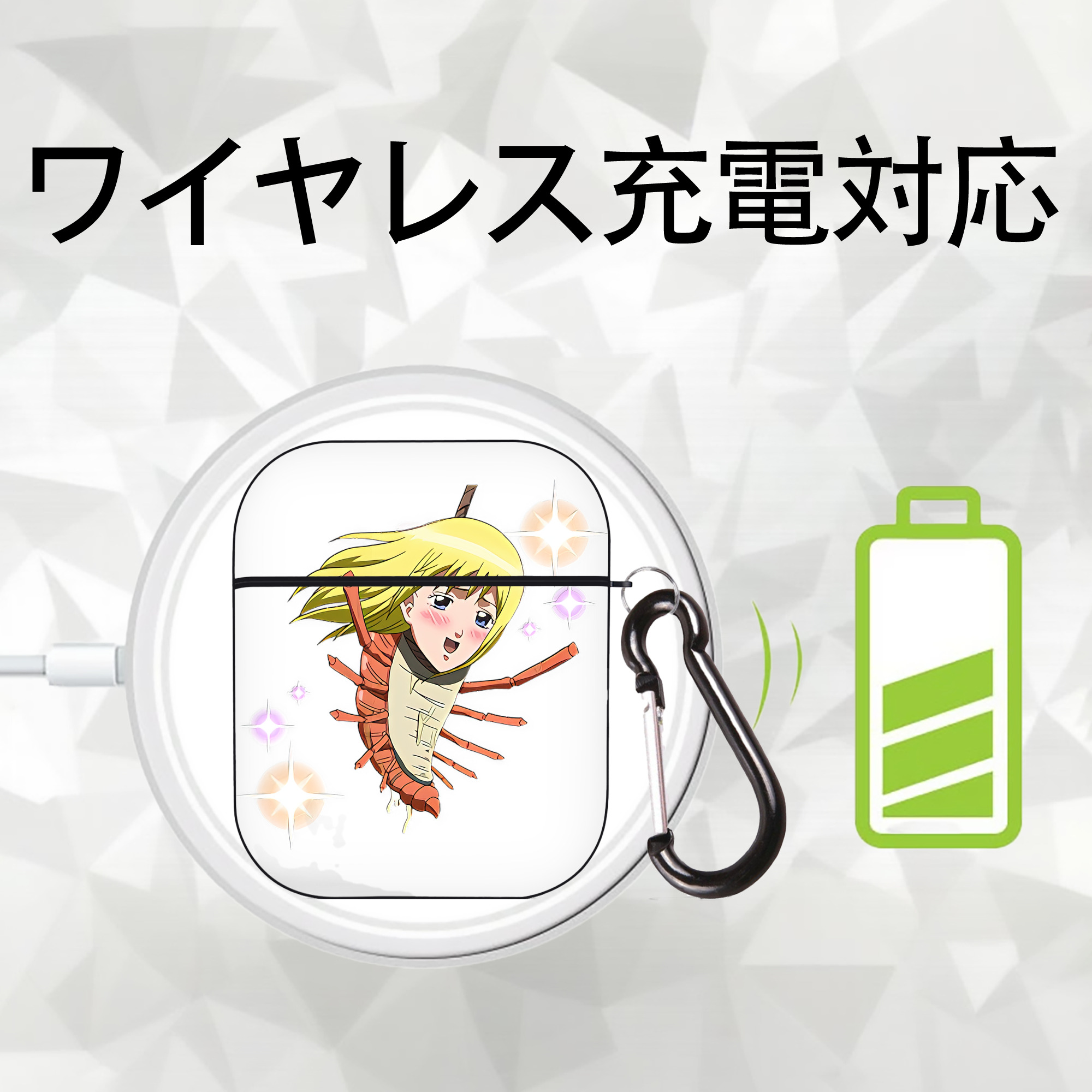 ぎんたま 坂田銀時（さかたぎんとき） 神楽 志村新八（しむら しんぱち） GINTAMA Sakata Gintoki Kagura Shimura Shinpachi AirPods 第2世代保護ケース ハードシェル ブラック 耐衝撃・防指紋・カラビナ付き