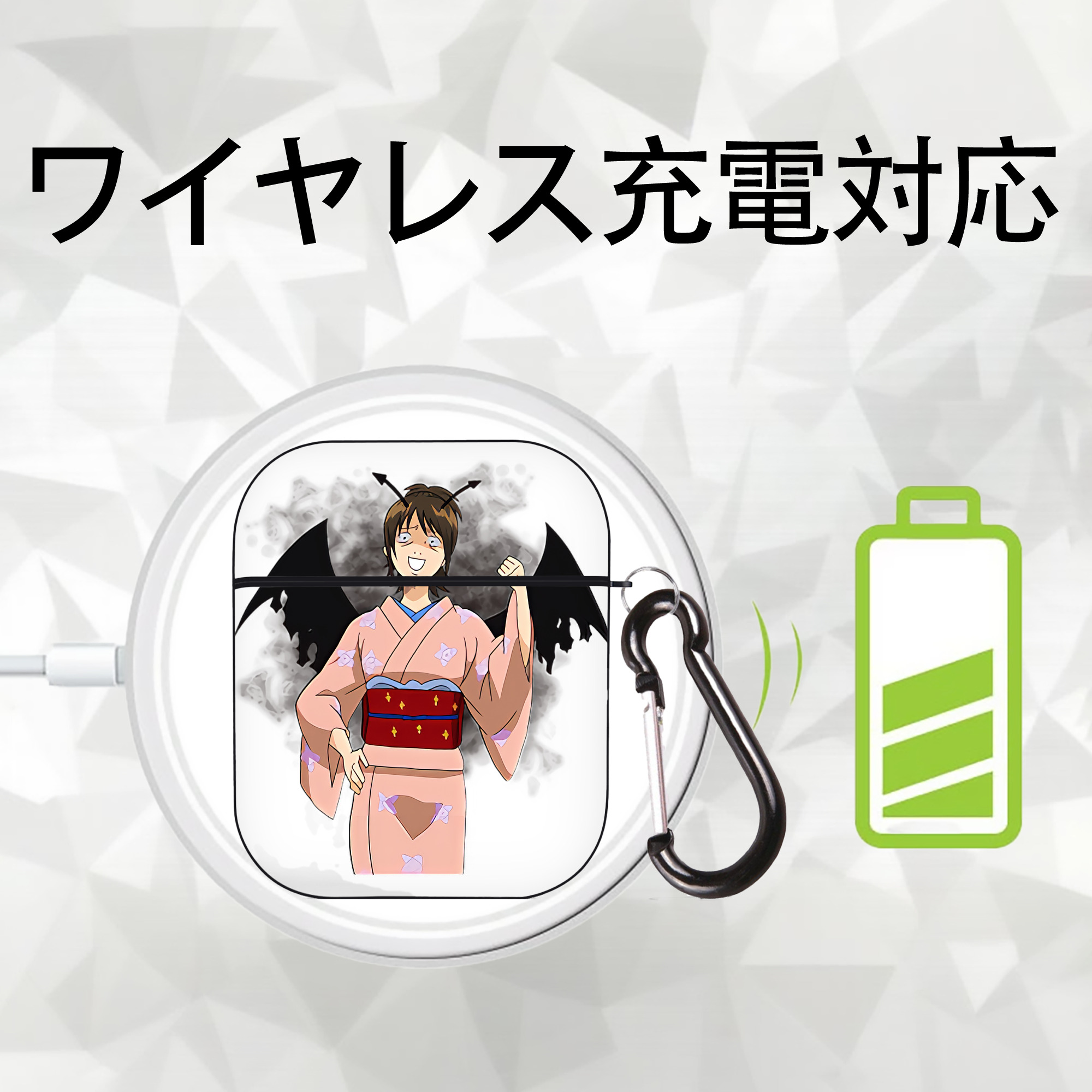 ぎんたま 坂田銀時（さかたぎんとき） 神楽 志村新八（しむら しんぱち） GINTAMA Sakata Gintoki Kagura Shimura Shinpachi AirPods 第2世代保護ケース ハードシェル ブラック 耐衝撃・防指紋・カラビナ付き