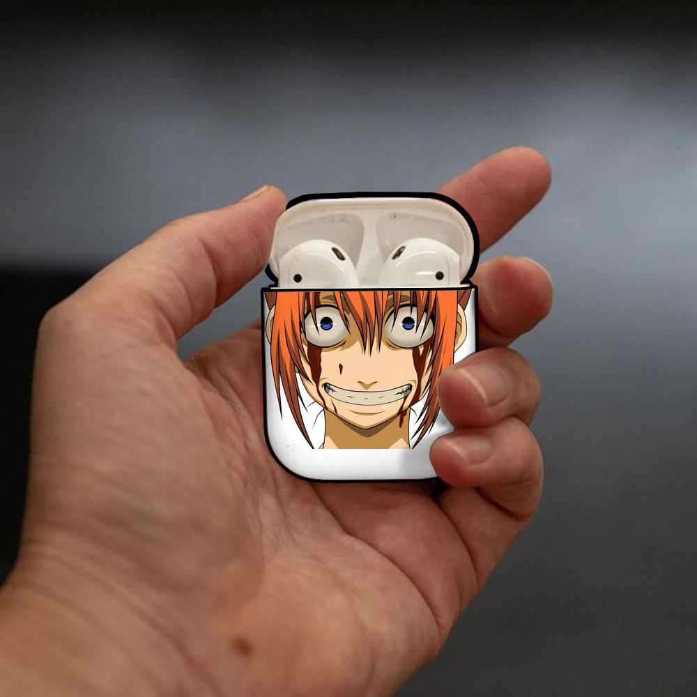 ぎんたま 坂田銀時（さかたぎんとき） 神楽 志村新八（しむら しんぱち） GINTAMA Sakata Gintoki Kagura Shimura Shinpachi AirPods 第2世代保護ケース ハードシェル ブラック 耐衝撃・防指紋・カラビナ付き